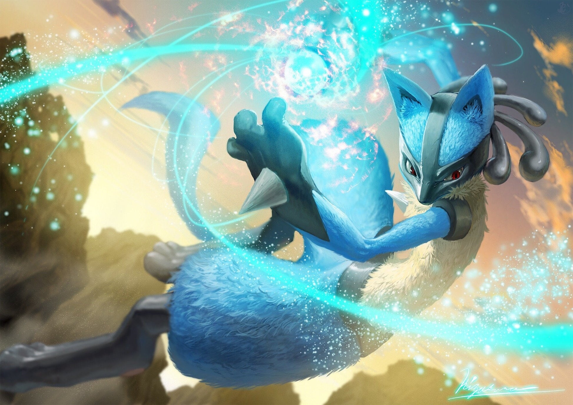 Lucario Leaping Aura Sphere