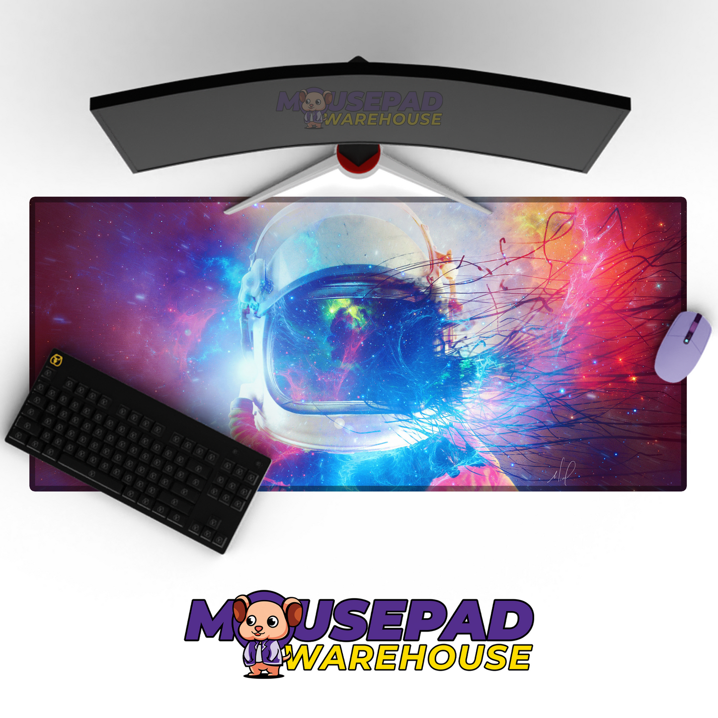 Lunar Echo Moonlit Space Galaxy Mousepad Mockup
