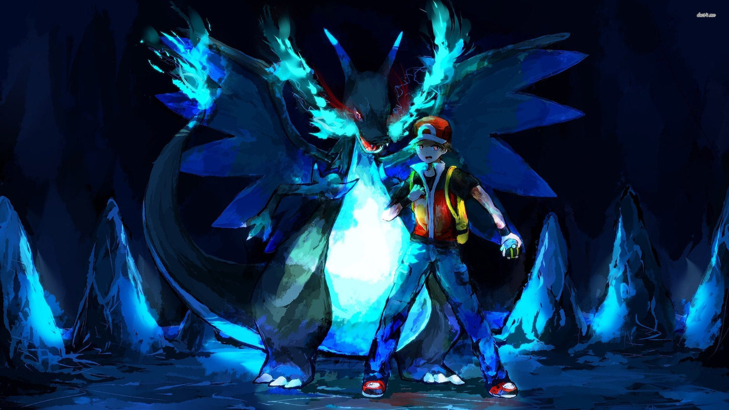 Mega Charizard X and Red