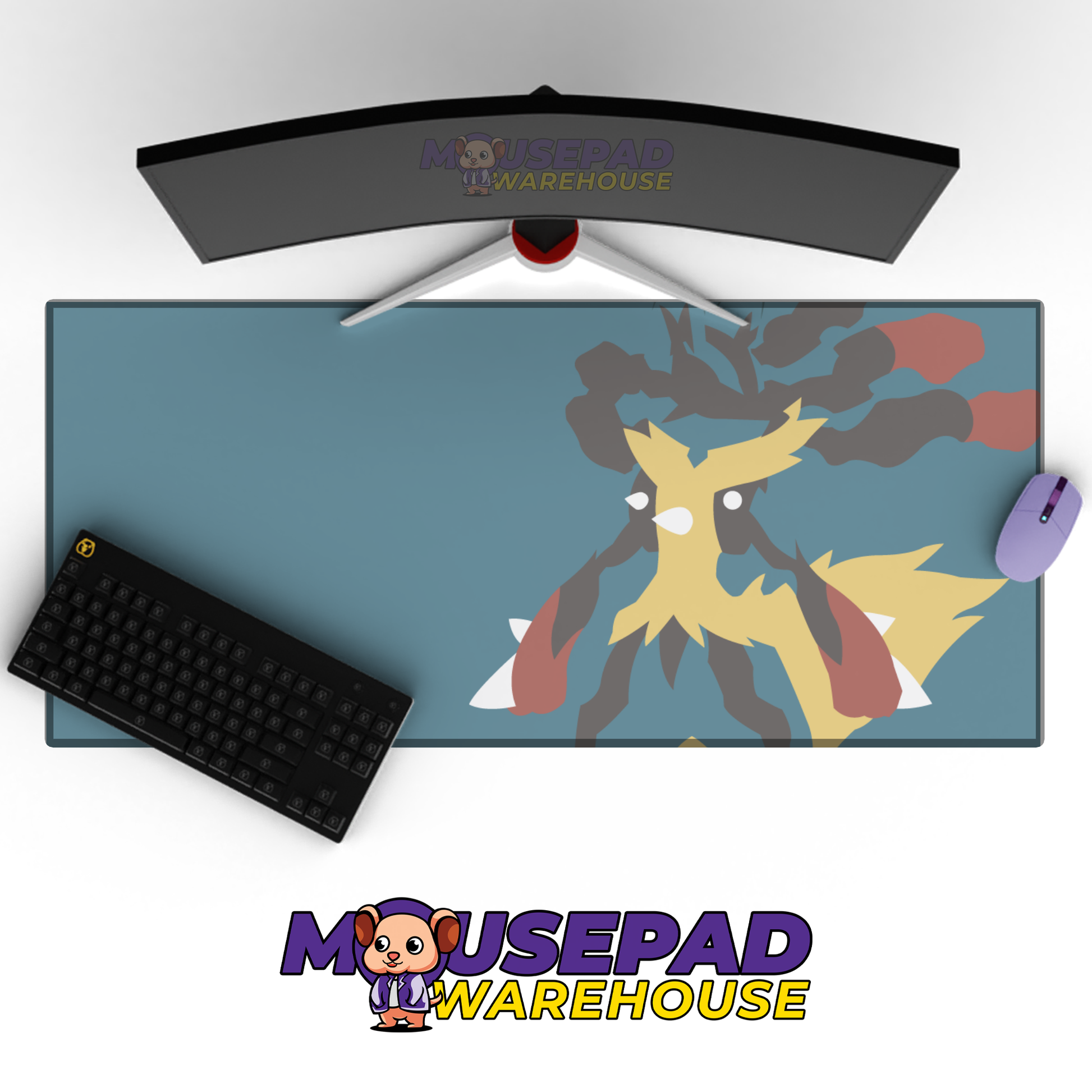Mega Lucario Silhouette Blue Mockup