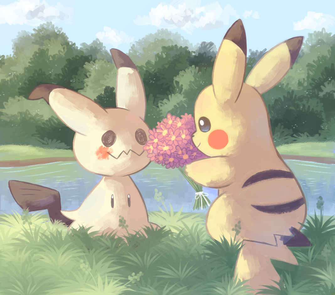 Mimikyu Pikachu Flower Love
