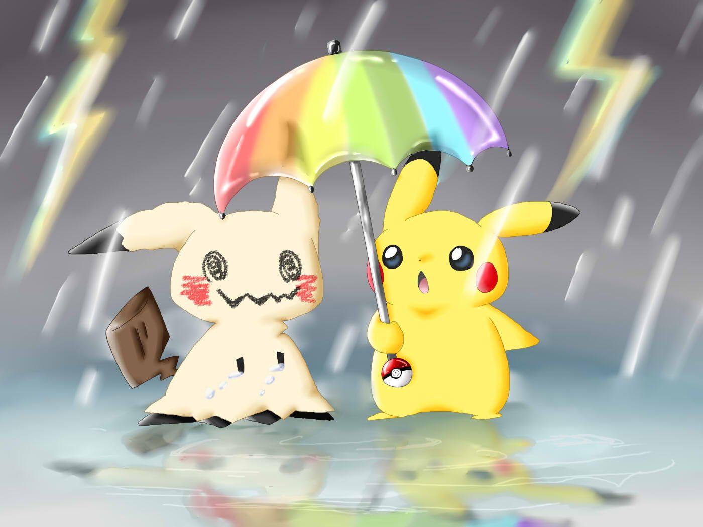 Mimikyu Pikachu Rainbow Umbrella