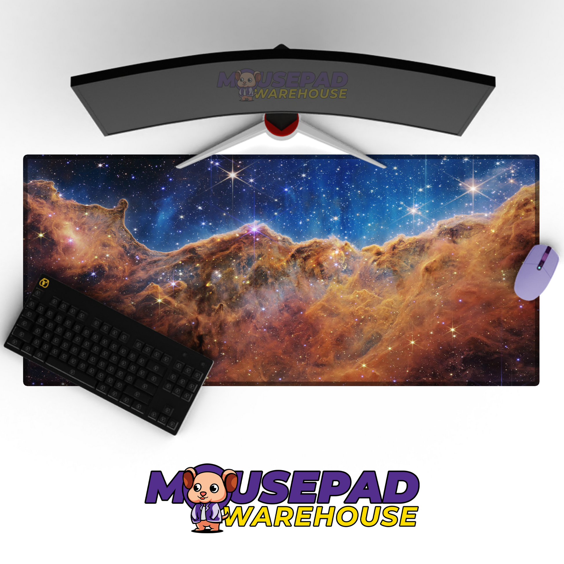 Orbital Calm Minimal Space Starfield Desk Mat Mockup
