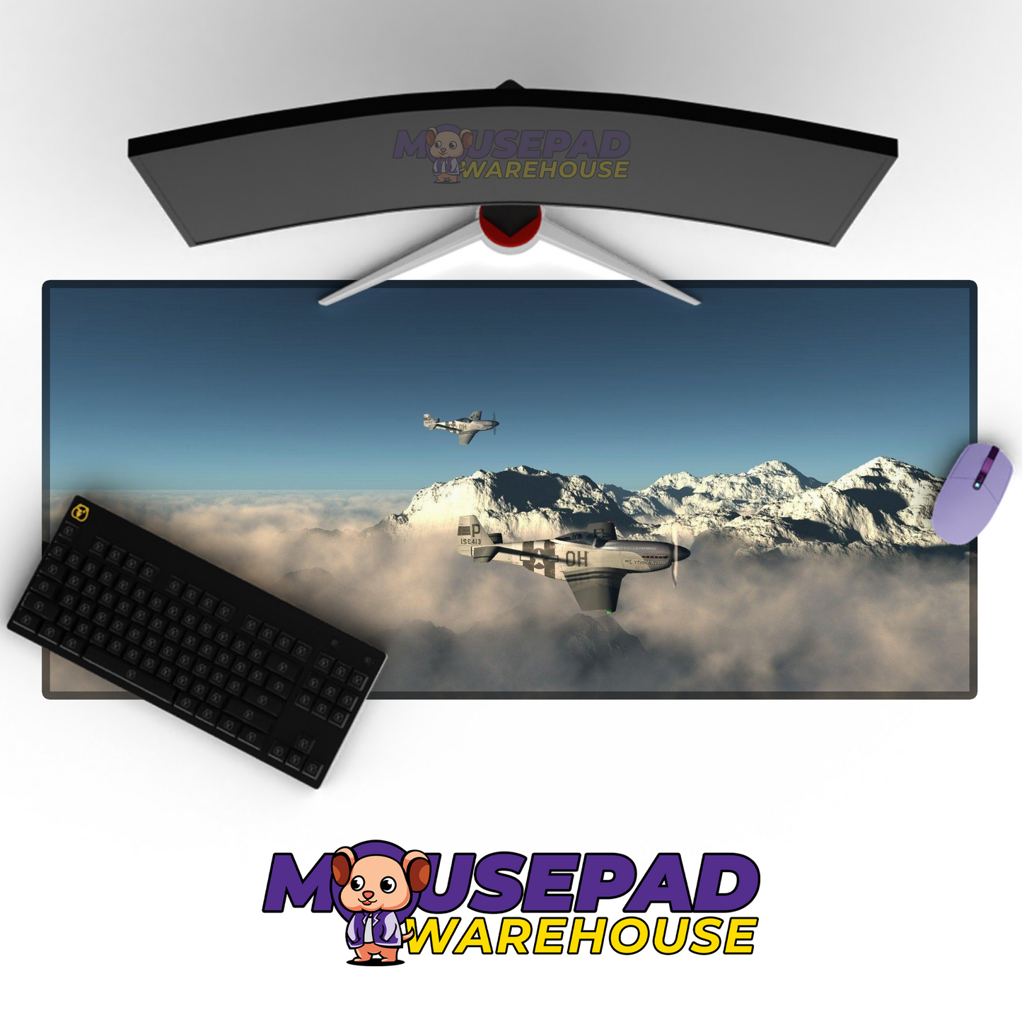 P-51 Mustang WWII V12 Mousepad Deskmat Mockup