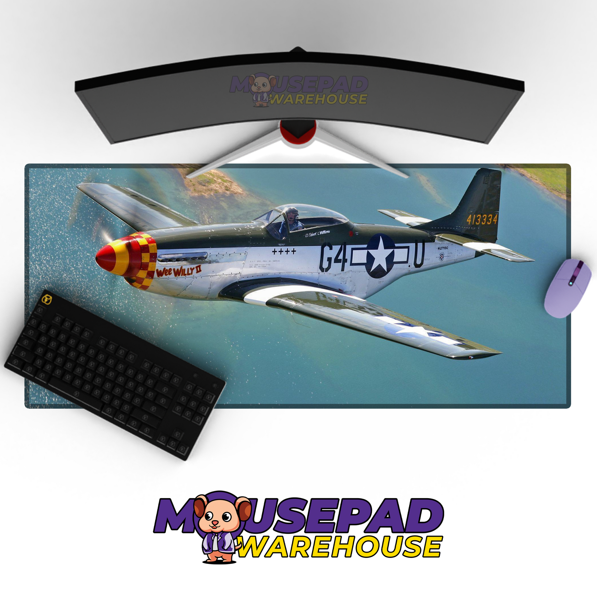 P-51 Mustang WWII V13 Mousepad Deskmat Mockup