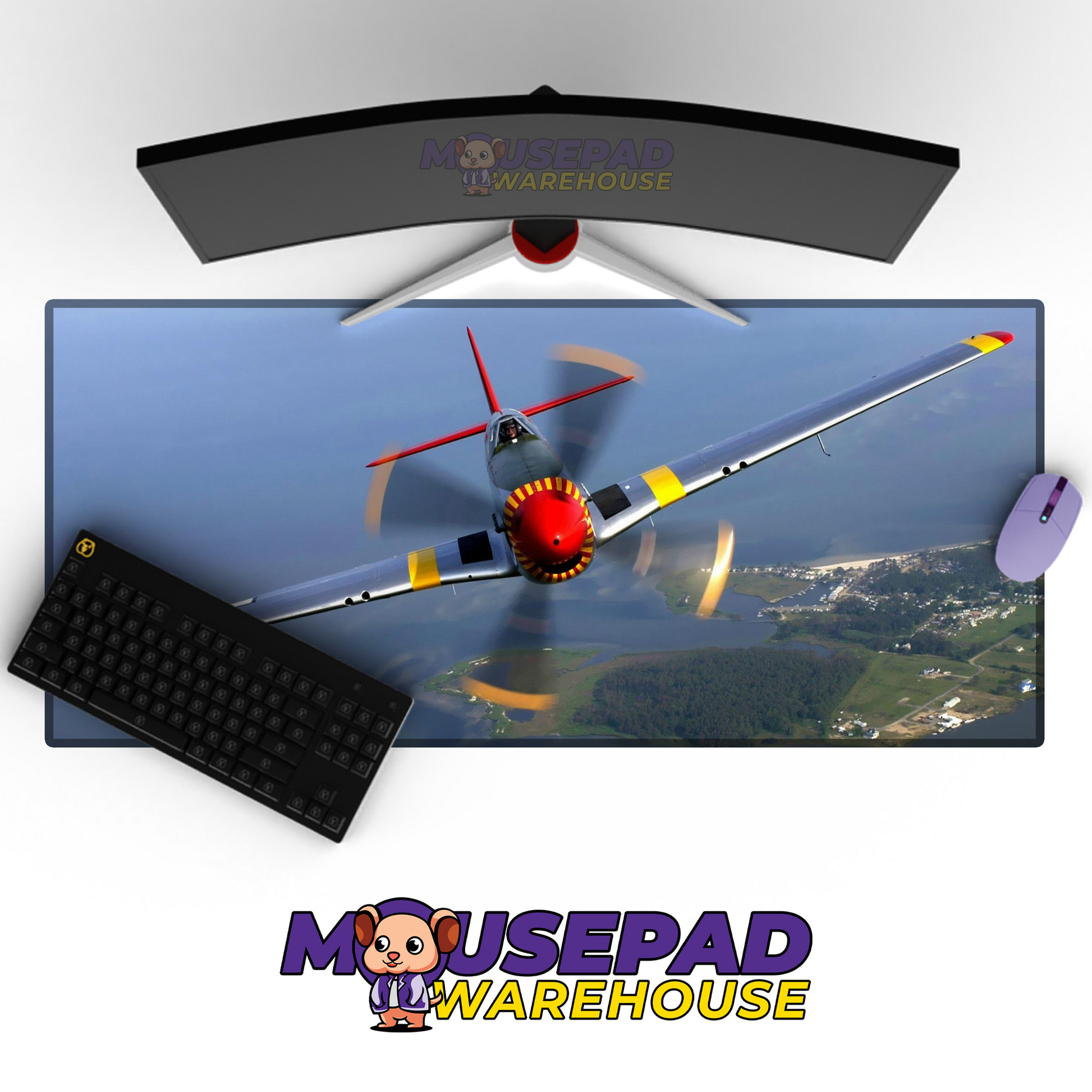 P-51 Mustang WWII V16 Mousepad Deskmat Mockup