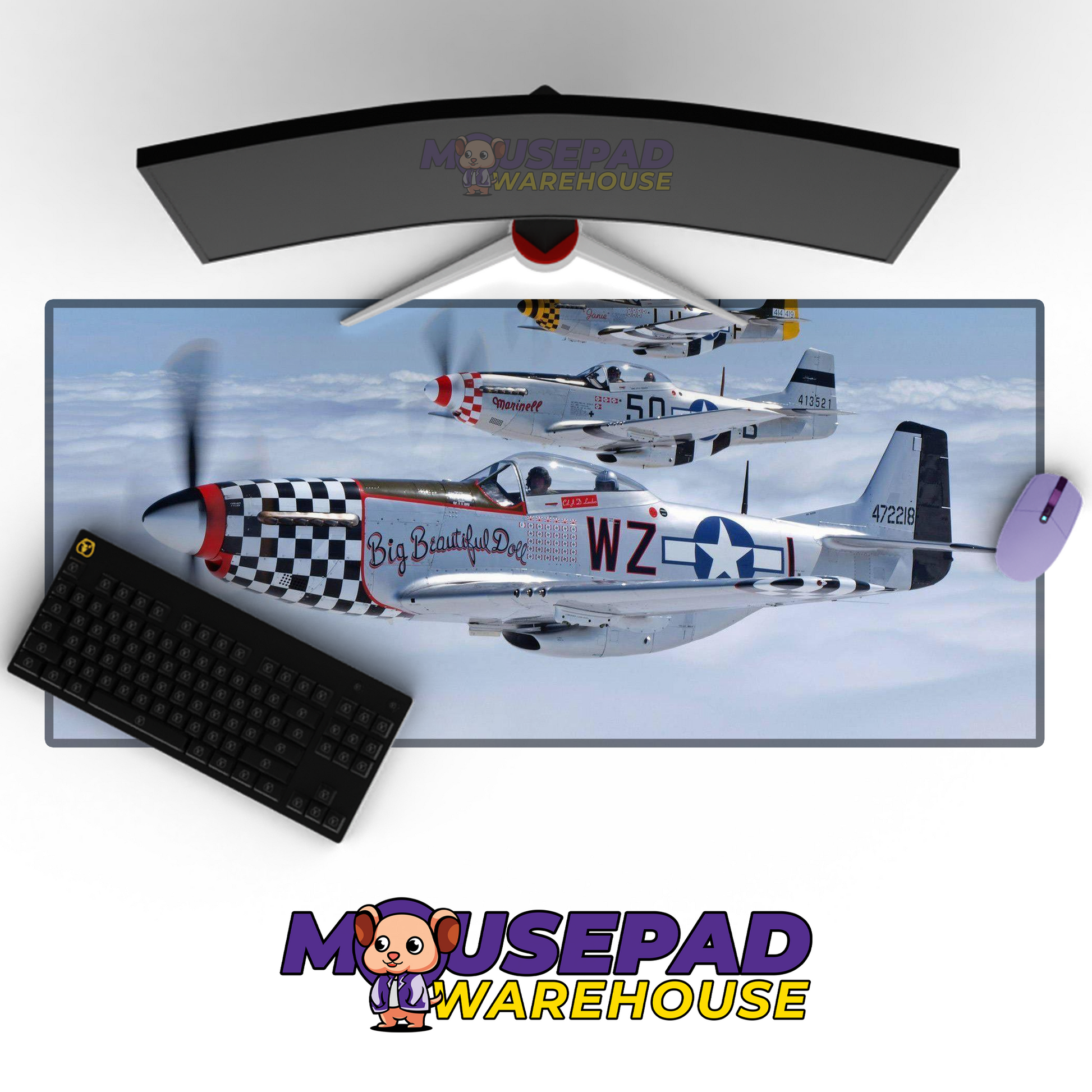 P-51 Mustang WWII V17 Mousepad Deskmat Mockup