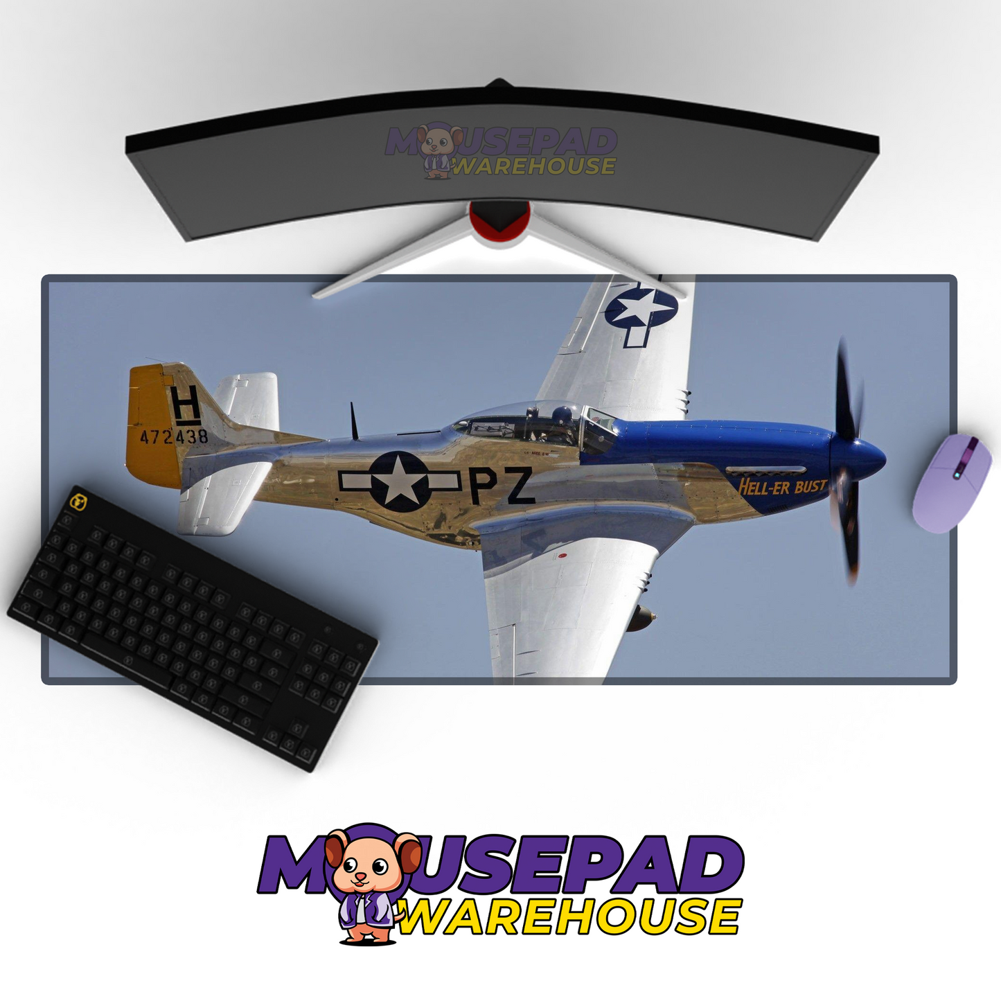 P-51 Mustang WWII V4 Mousepad Deskmat Mockup