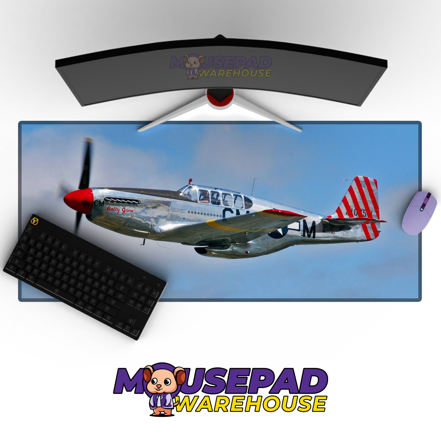 P-51 Mustang WWII V8 Mousepad Deskmat Mockup