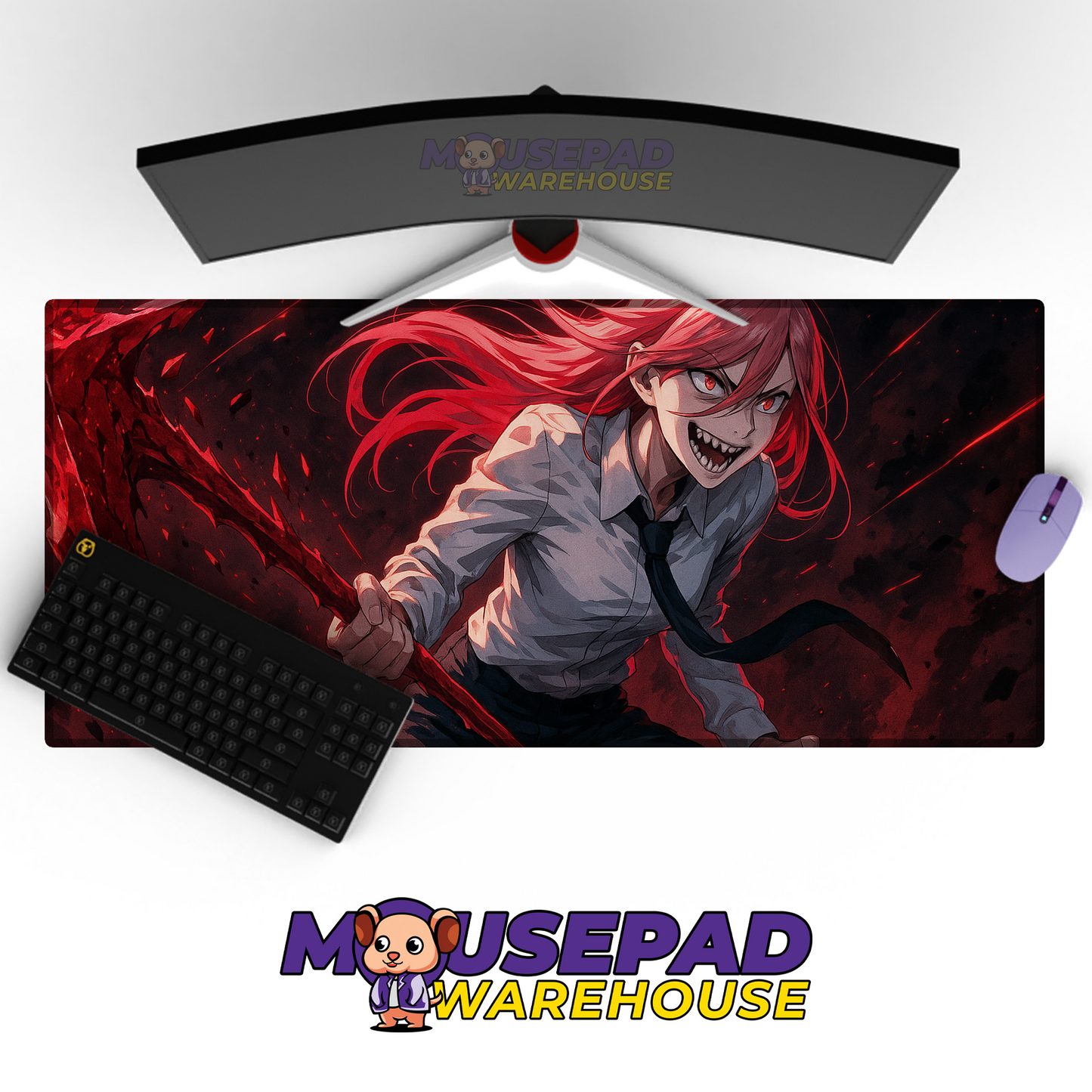 Power Blood Weapon Chainsaw Man V22 Mousepad Mockup