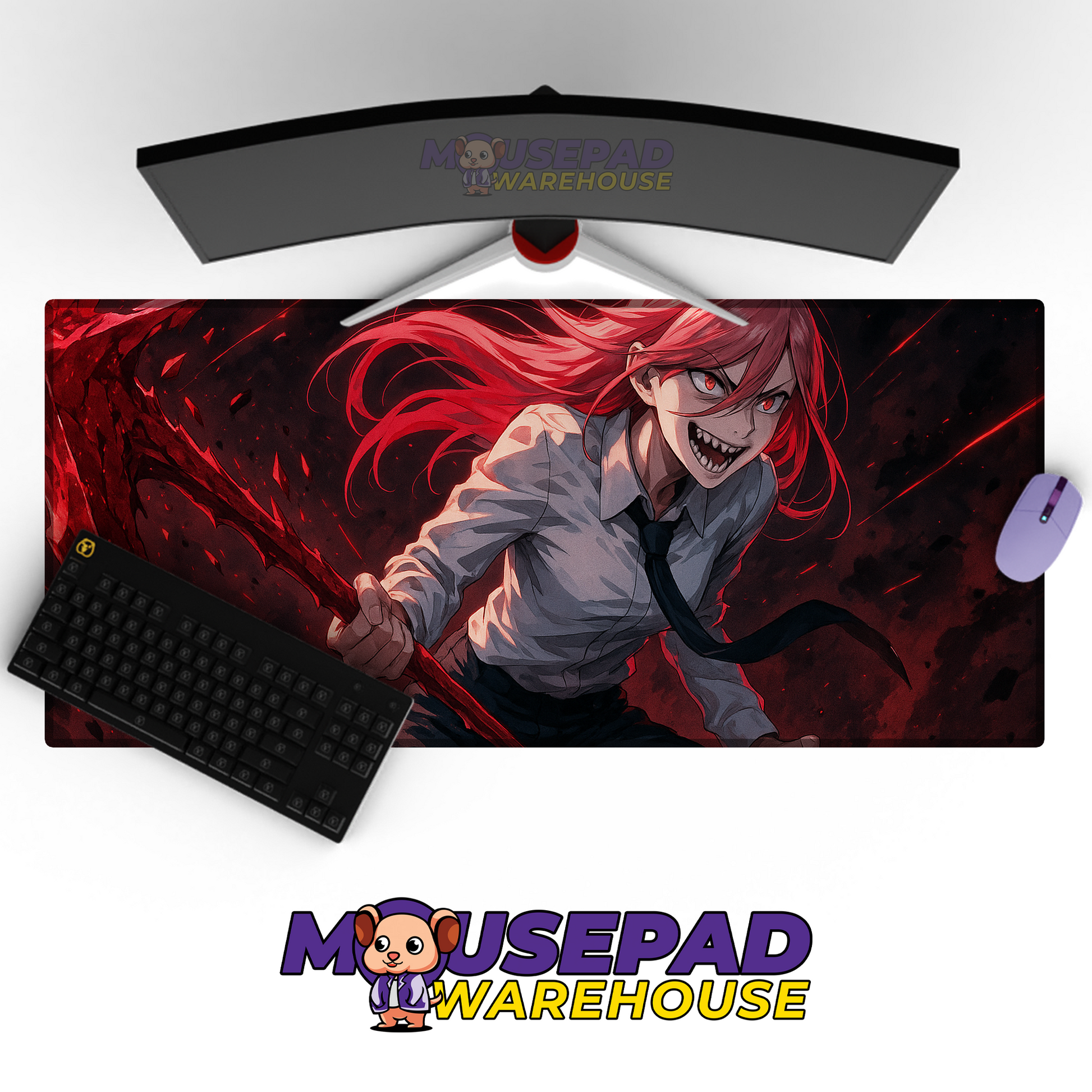 Power Blood Weapon Chainsaw Man V22 Mousepad Mockup