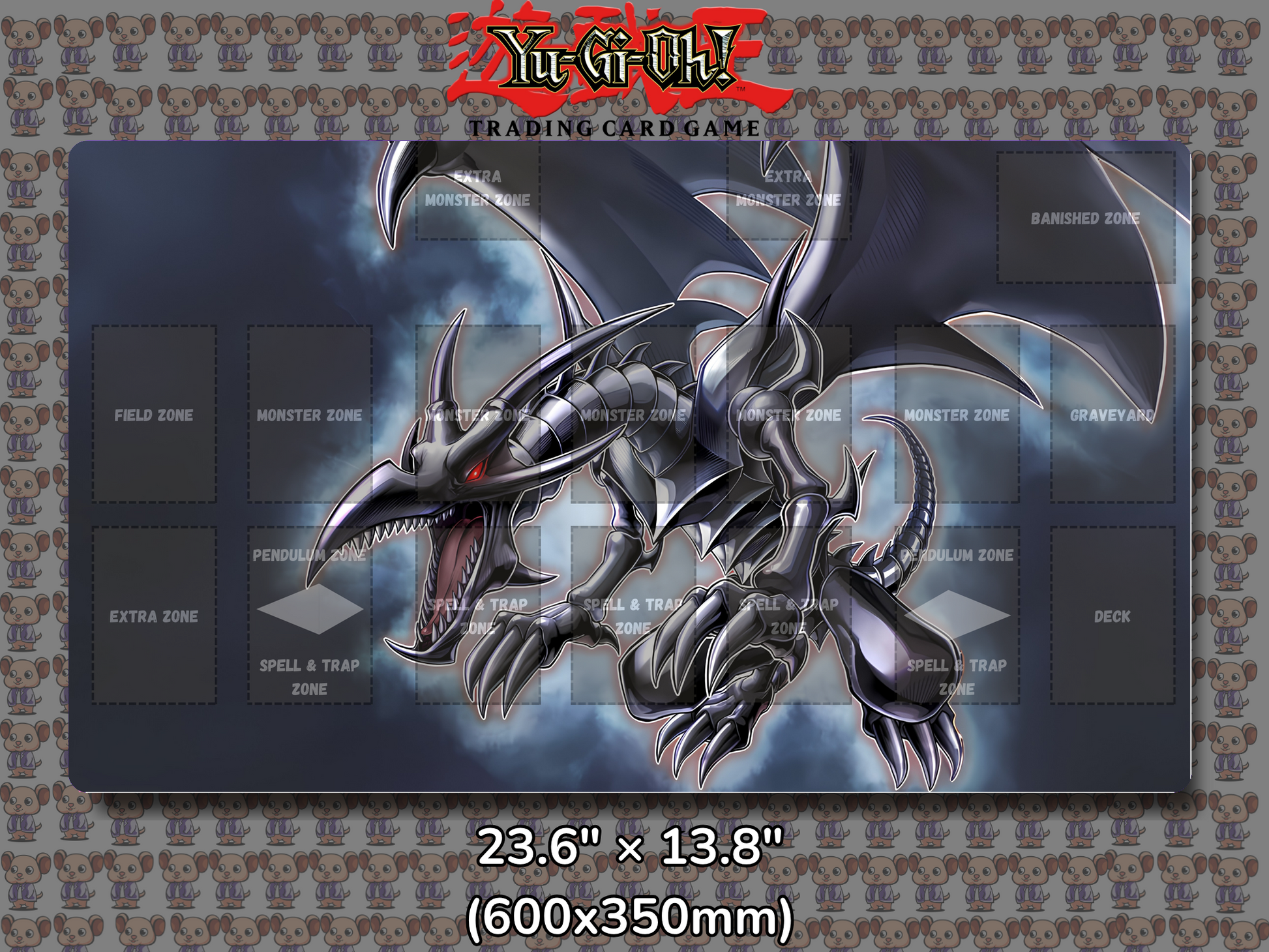 Red Eyes Black Dragon Yu Gi Oh Card Game Playmat Mockup