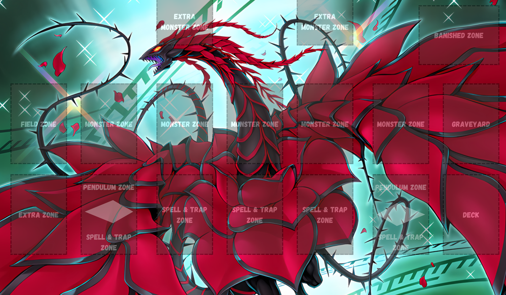 Red Rose Dragon Yu Gi Oh Card Game Playmat