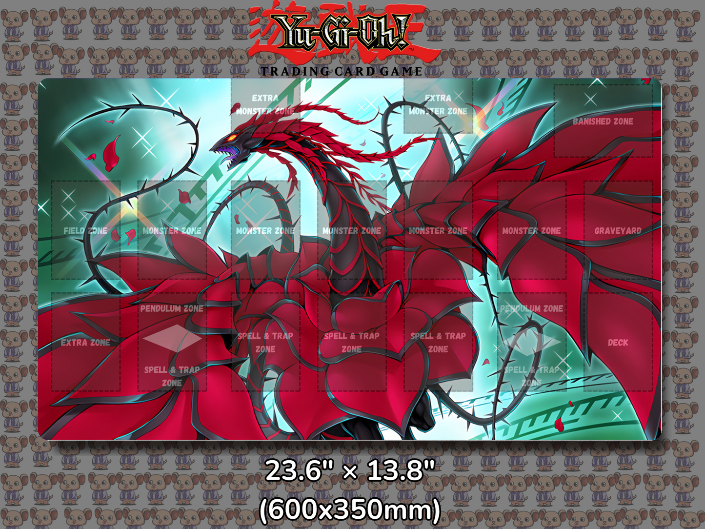 Red Rose Dragon Yu Gi Oh Card Game Playmat Mockup