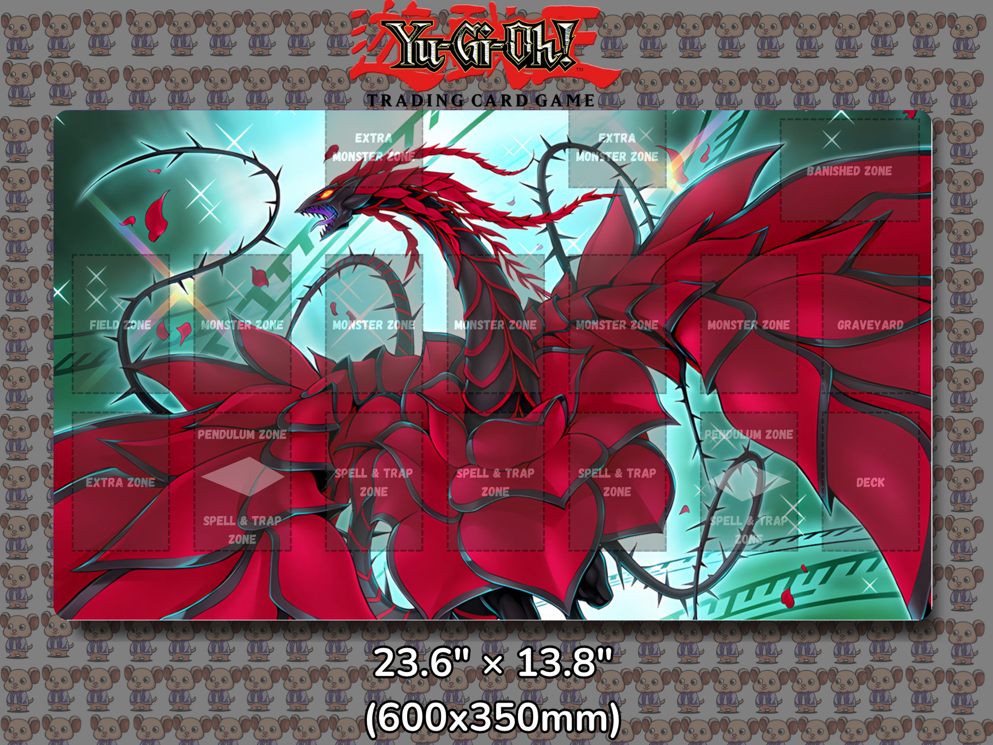 Red Rose Dragon Yu Gi Oh Card Game Playmat Mockup