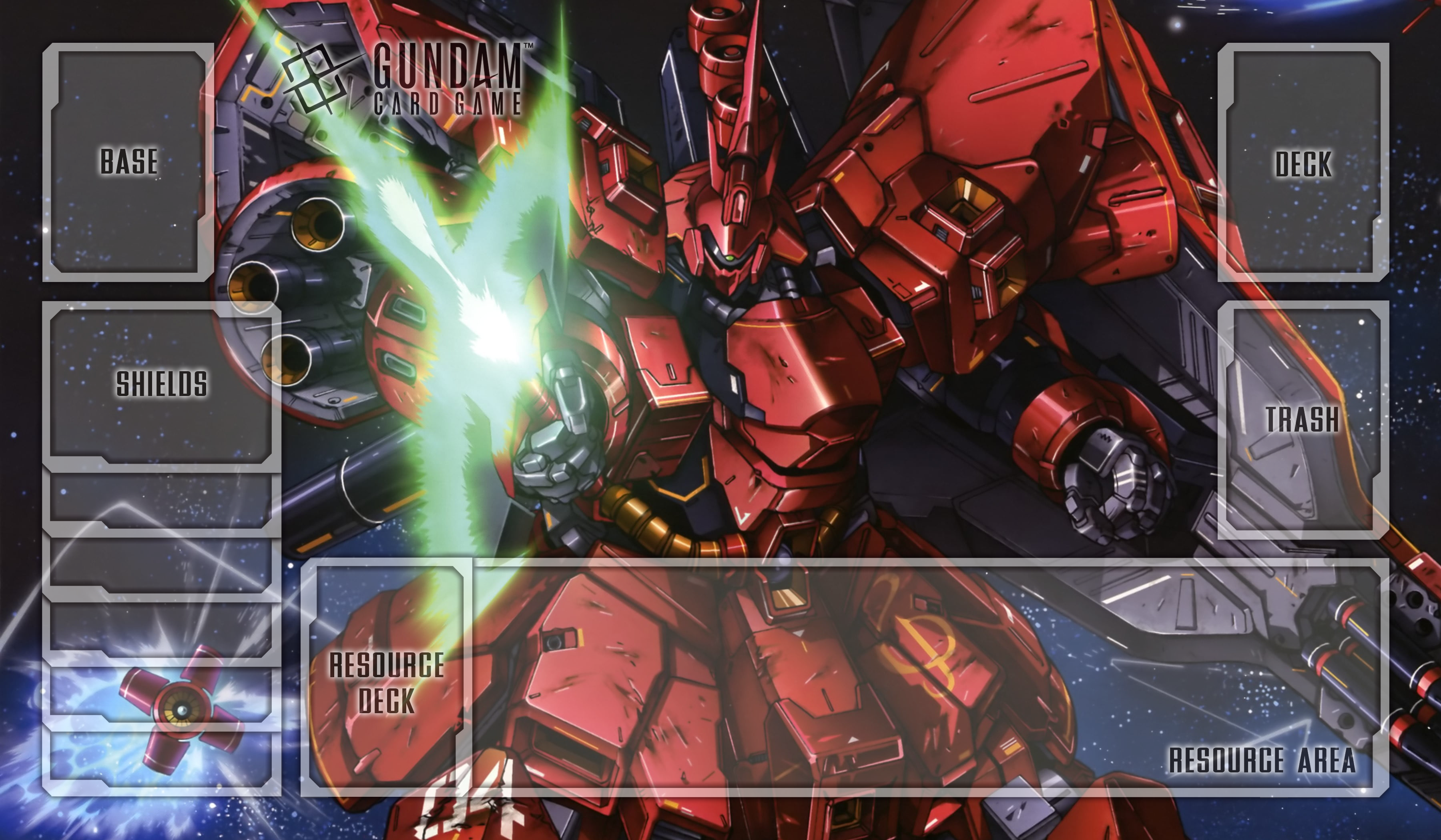 Sazabi Gundam TCG playmat, sold at Mousepad Warehouse