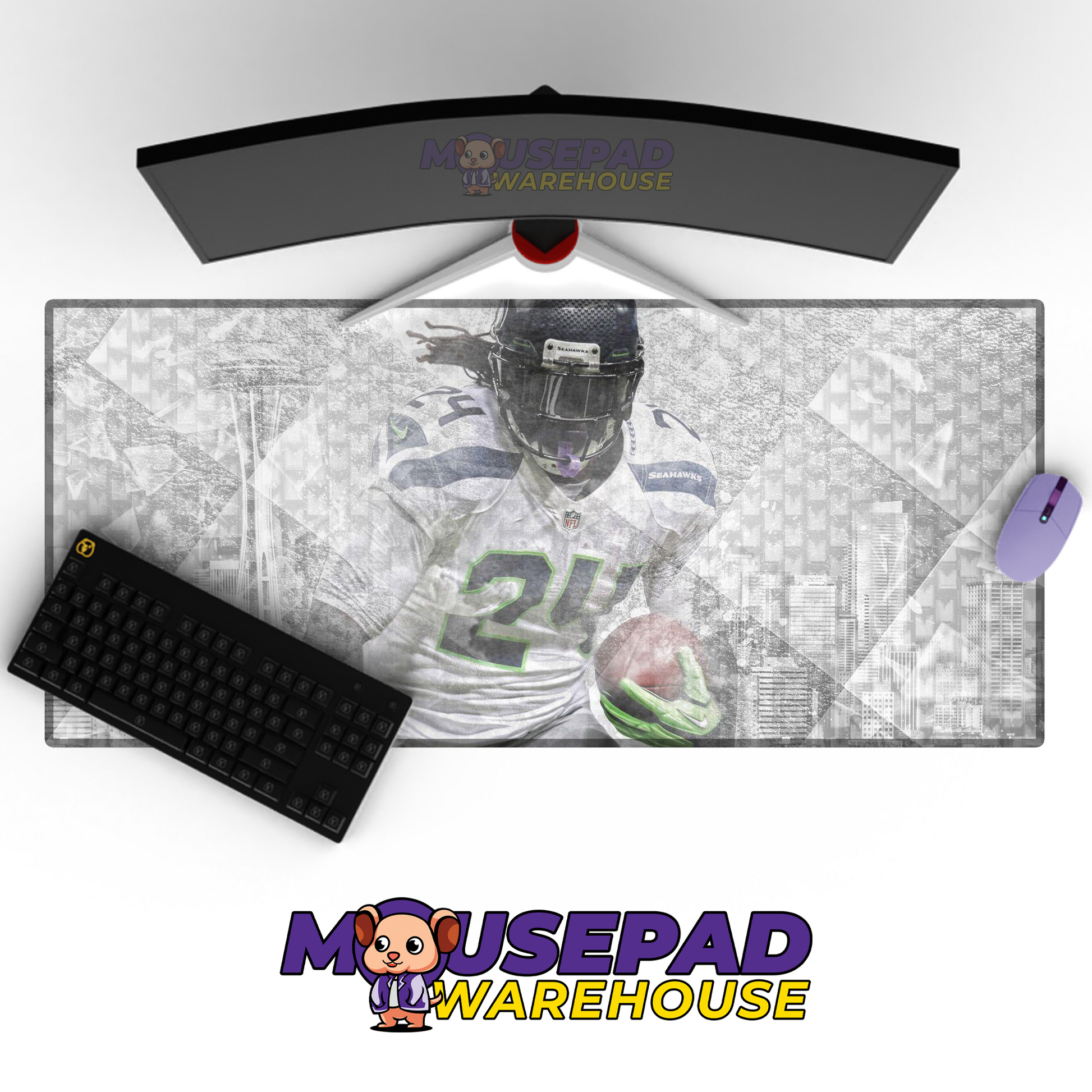 Seattle Seahawks V1 Mousepad Deskmat Mockup