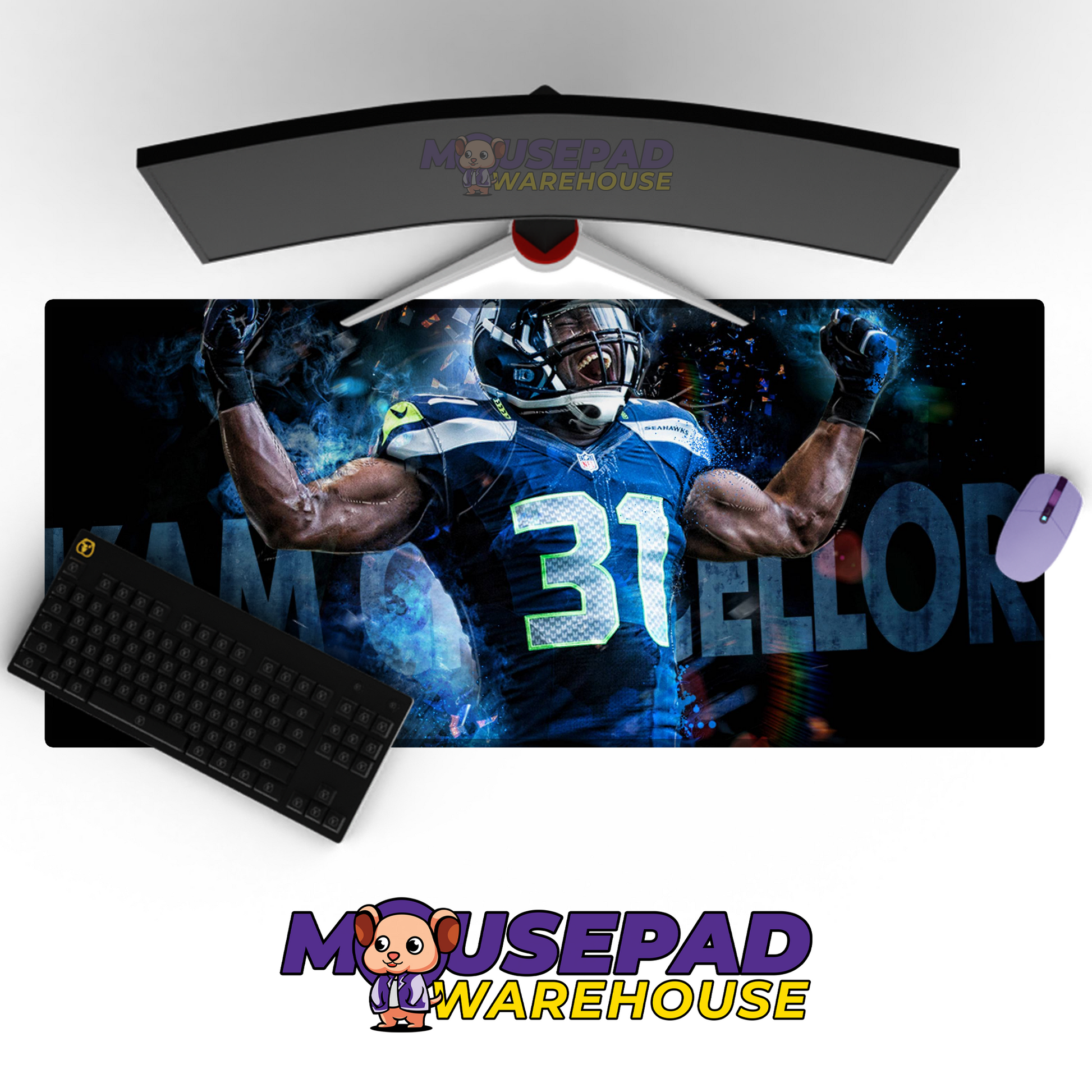 Seattle Seahawks V21 Mousepad Deskmat Mockup