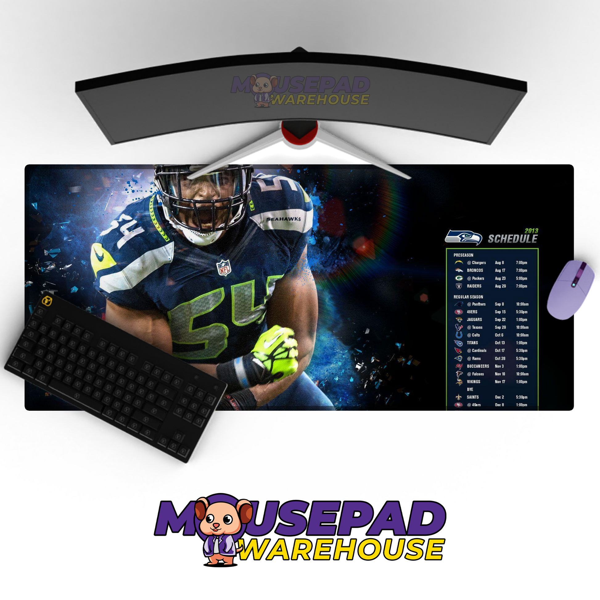 Seattle Seahawks V5 Mousepad Deskmat Mockup