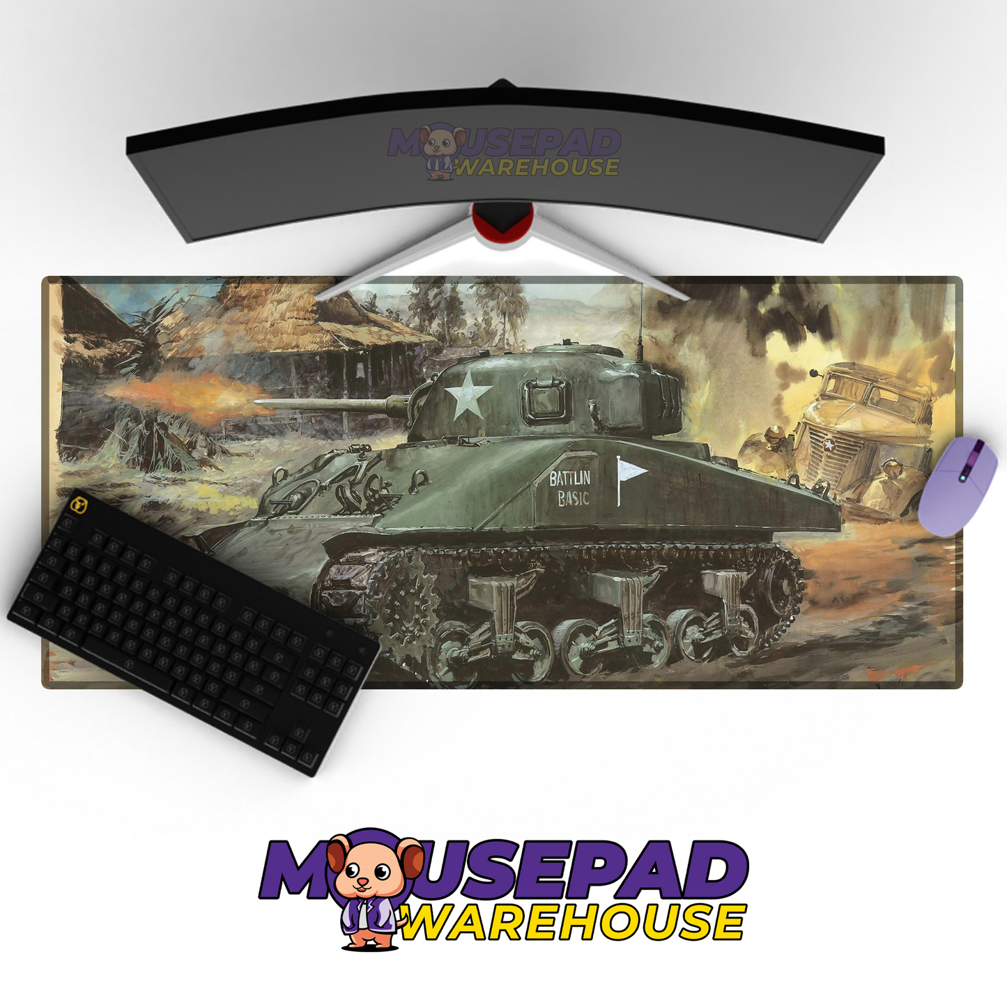 Sherman Tank WWII V12 Mousepad Deskmat Mockup