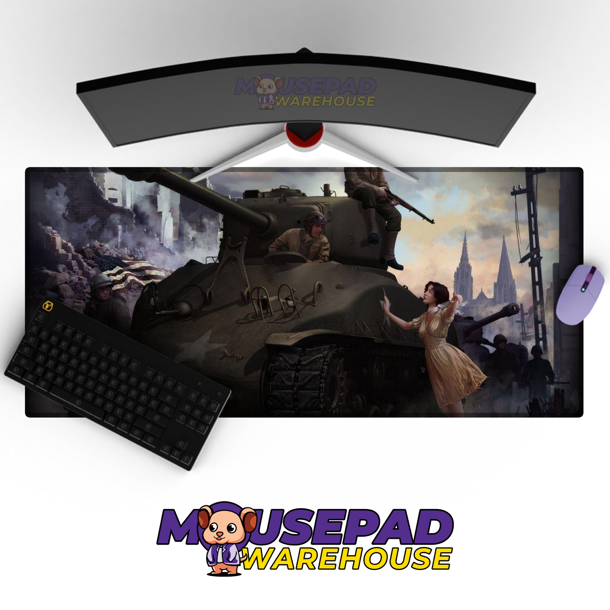 Sherman Tank WWII V2 Mousepad Deskmat Mockup