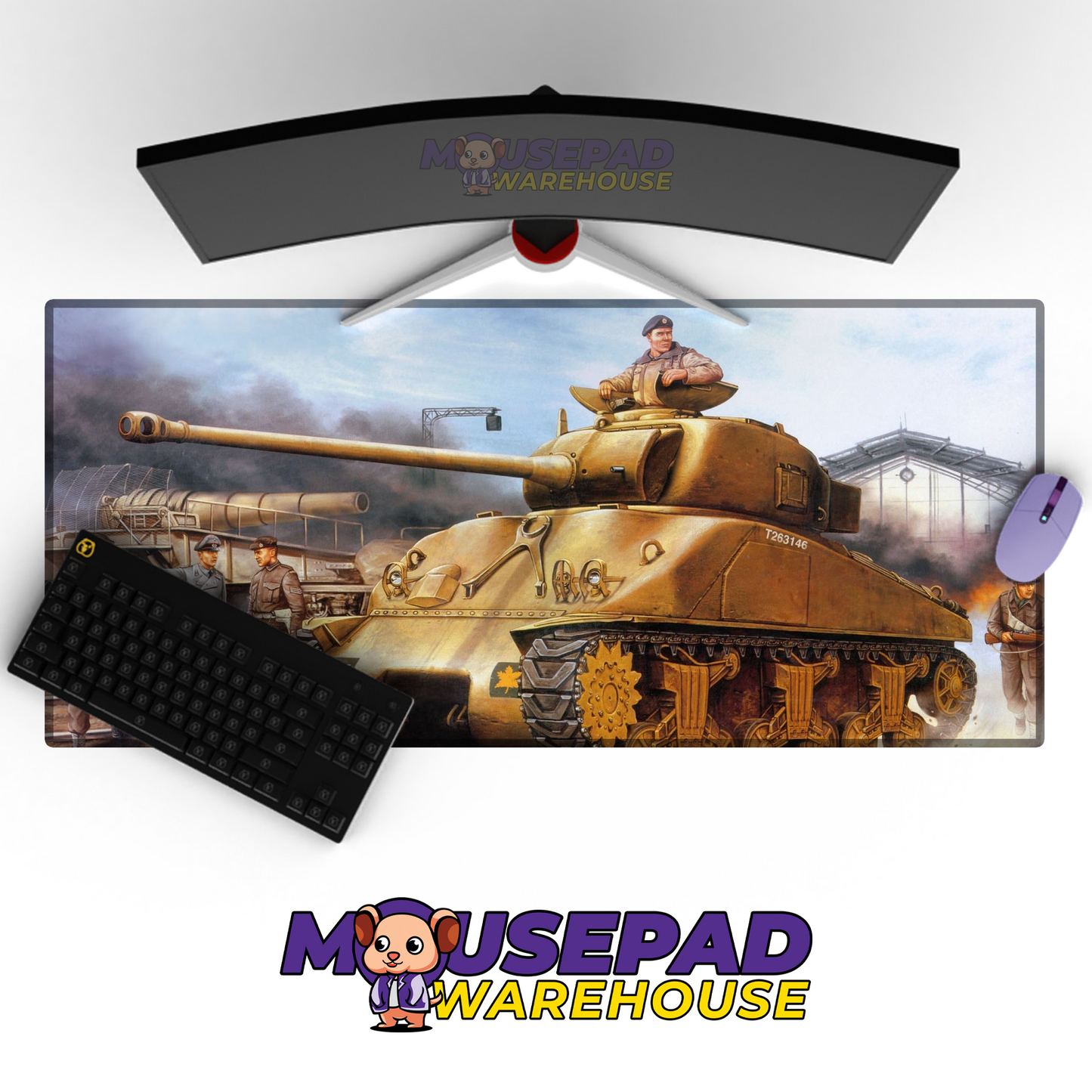 Sherman Tank WWII V8 Mousepad Deskmat Mockup