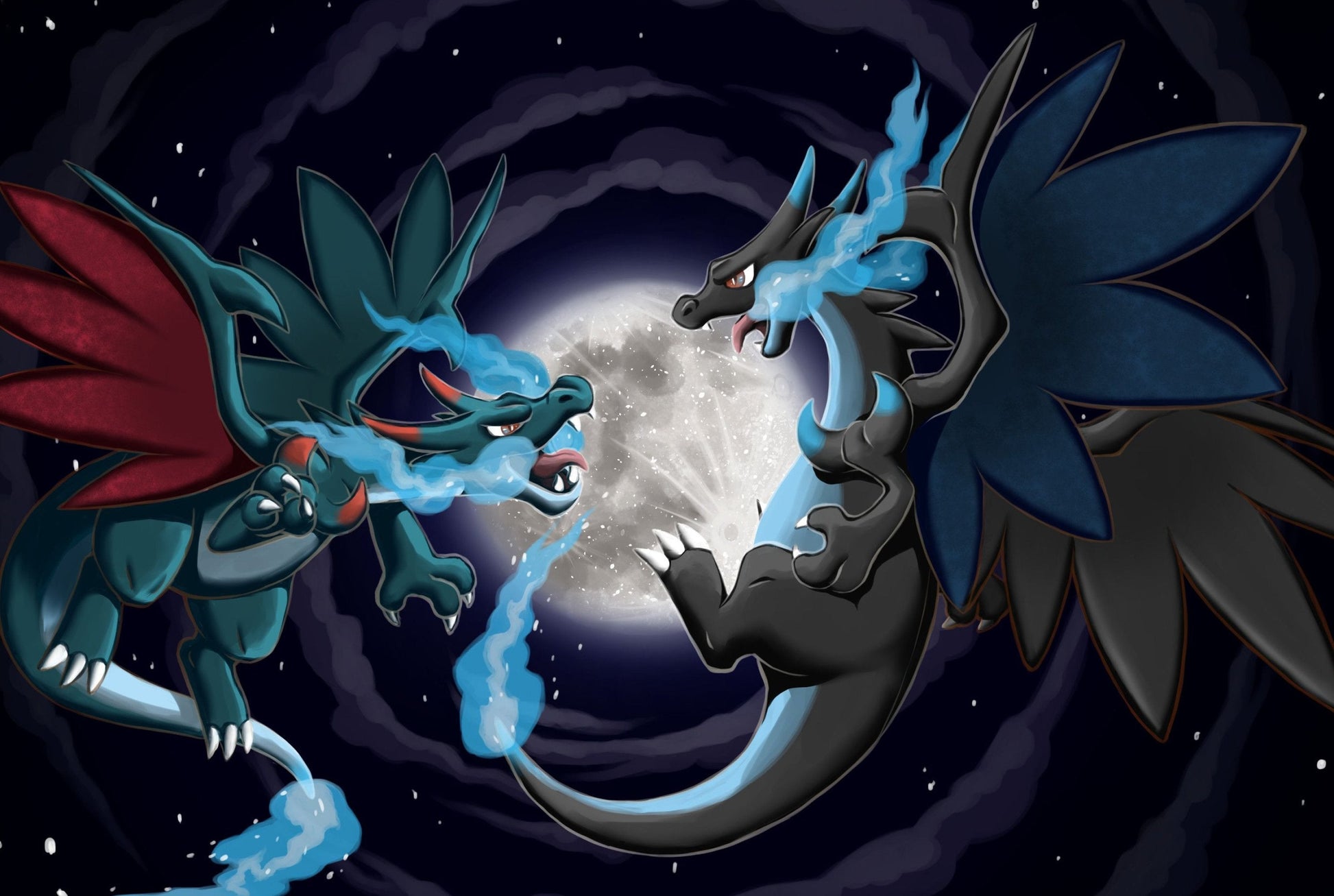 Shiny Mega Charizard X vs Mega Charizard X