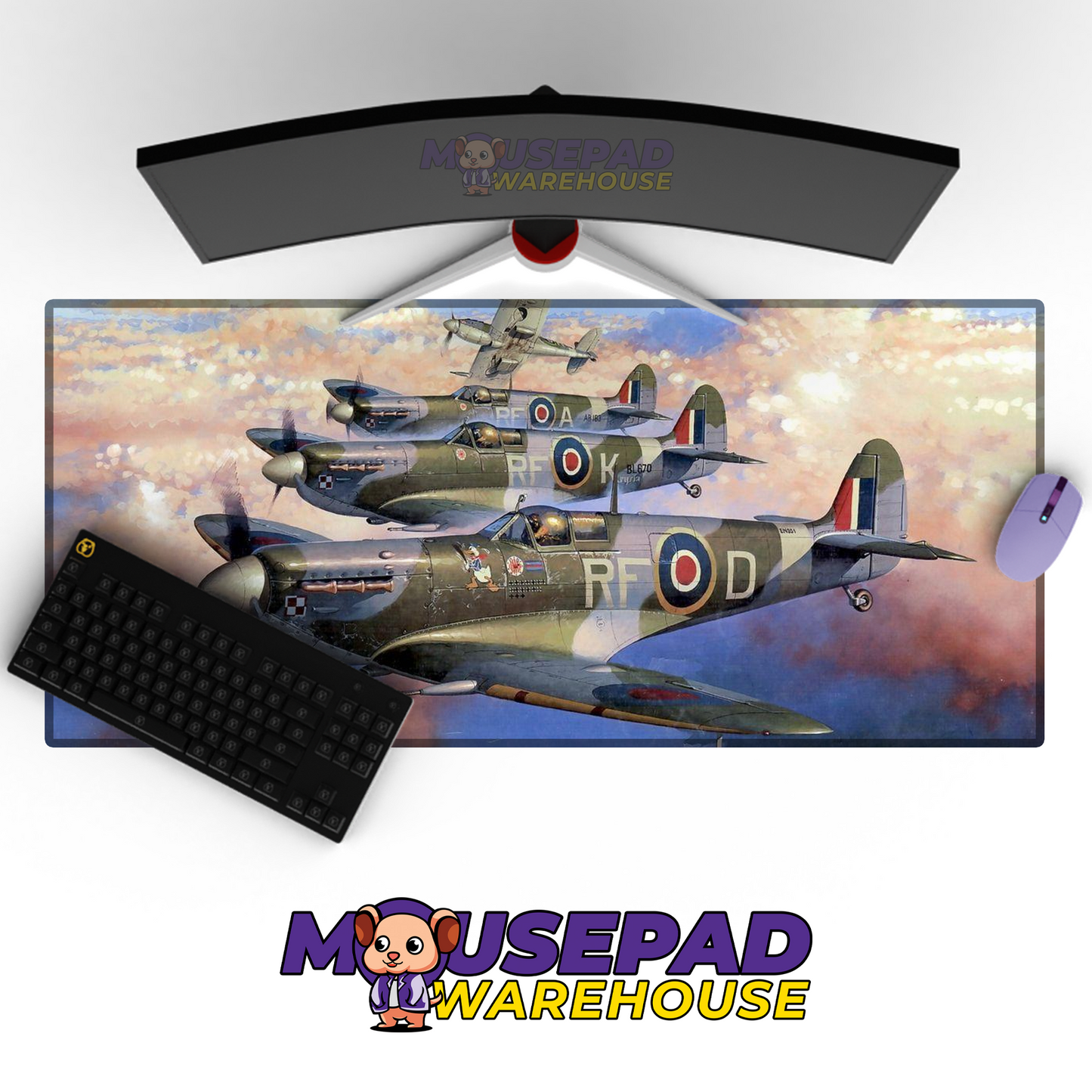 Spitfire WWII V8 Mousepad Deskmat Mockup