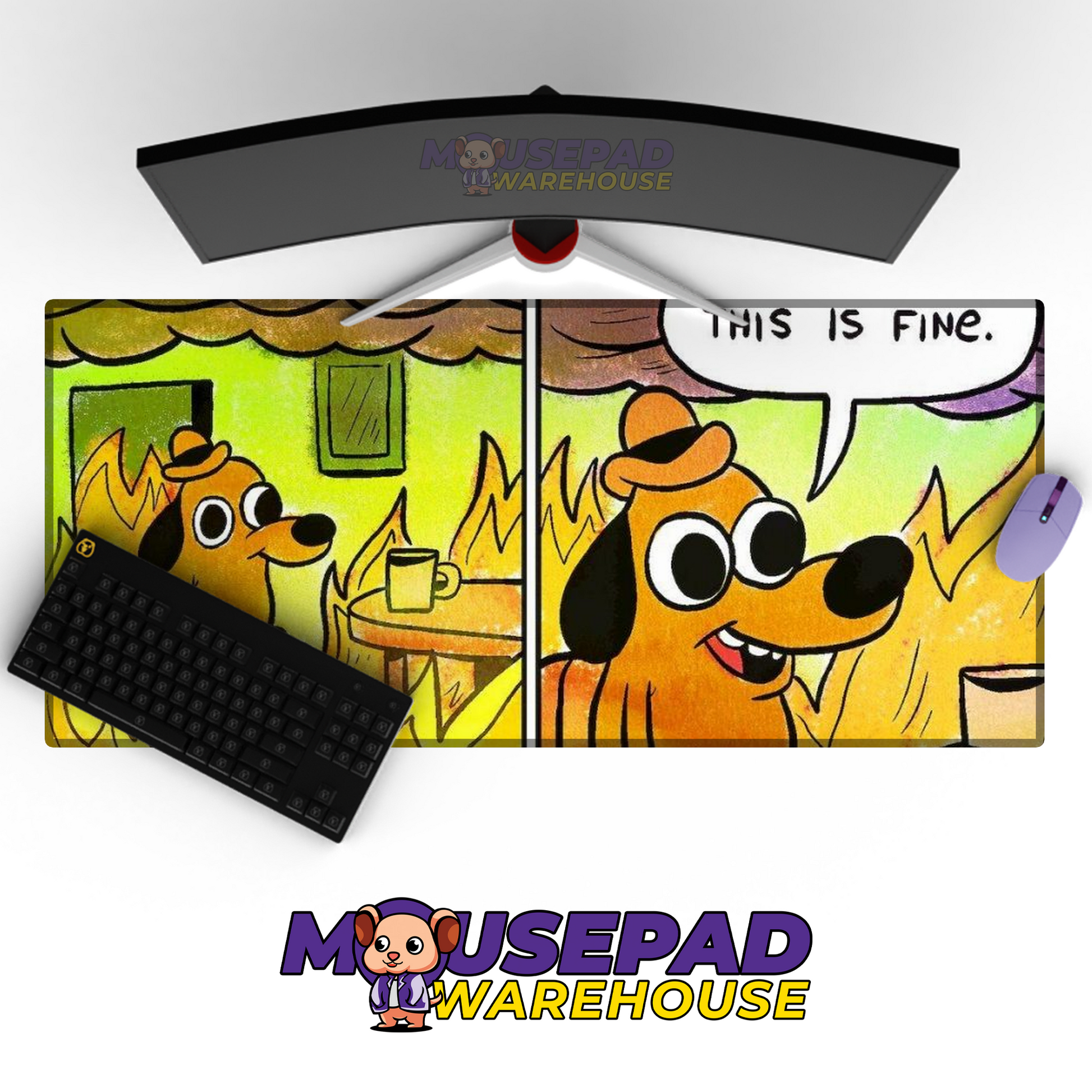 This is Fine Meme Mousepad Desk Mat Mockup