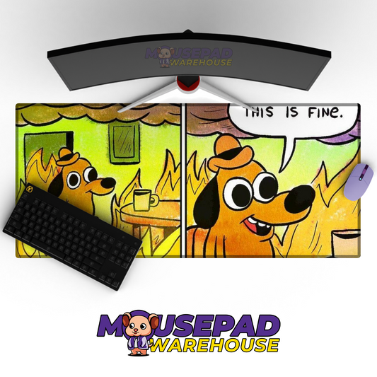 This is Fine Meme Mousepad Desk Mat Mockup
