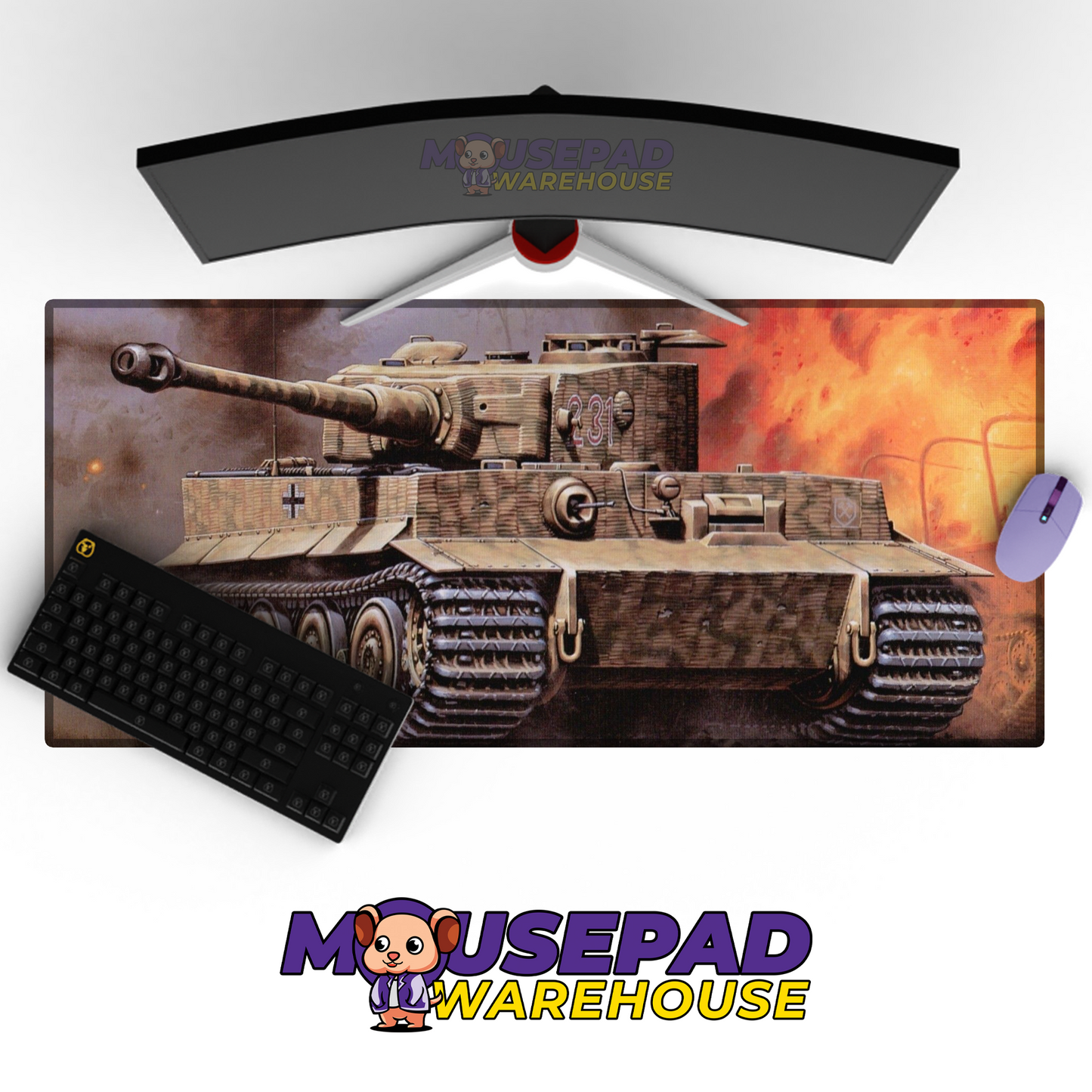 Tiger Tank WWII V15 Mousepad Deskmat Mockup