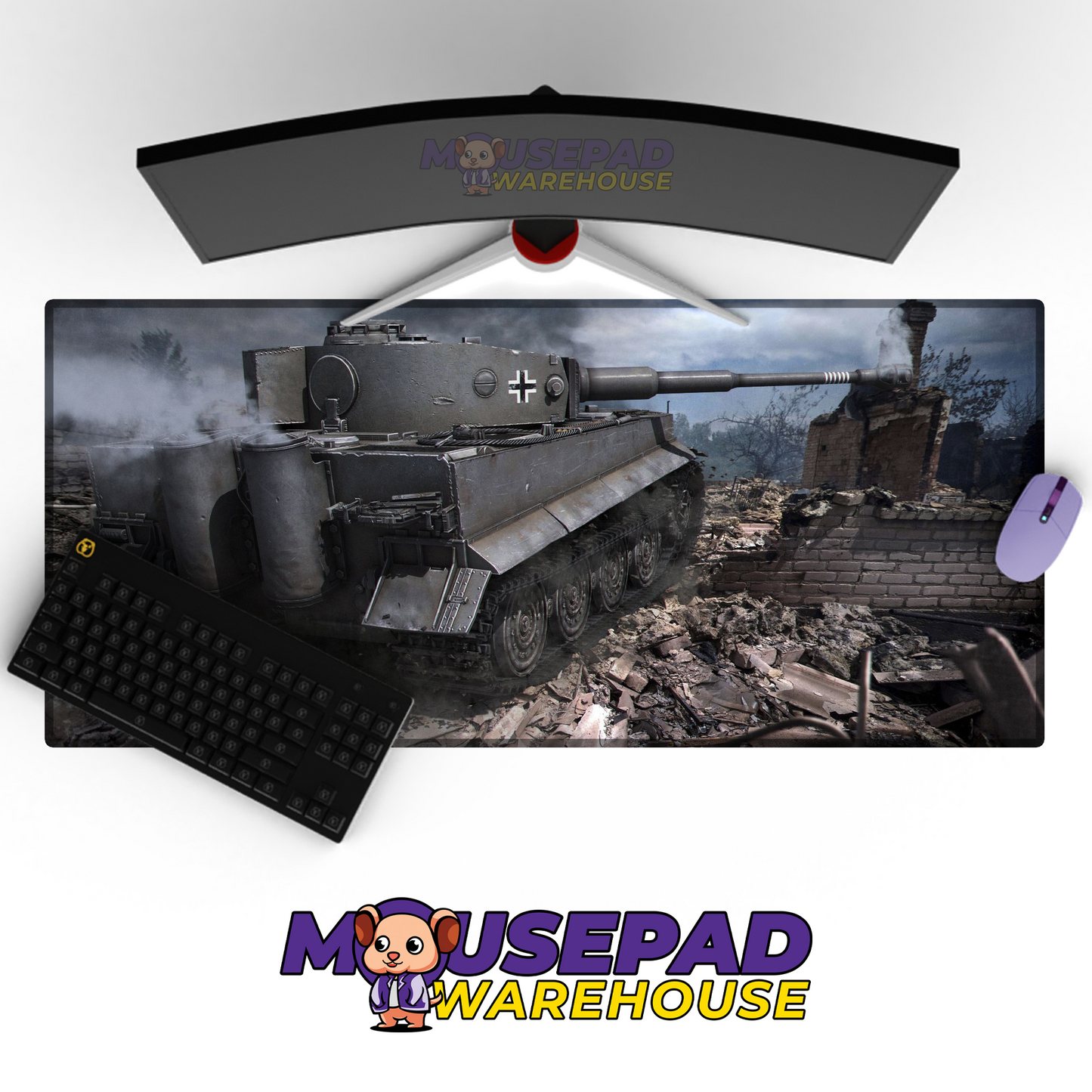 Tiger Tank WWII V8 Mousepad Deskmat Mockup