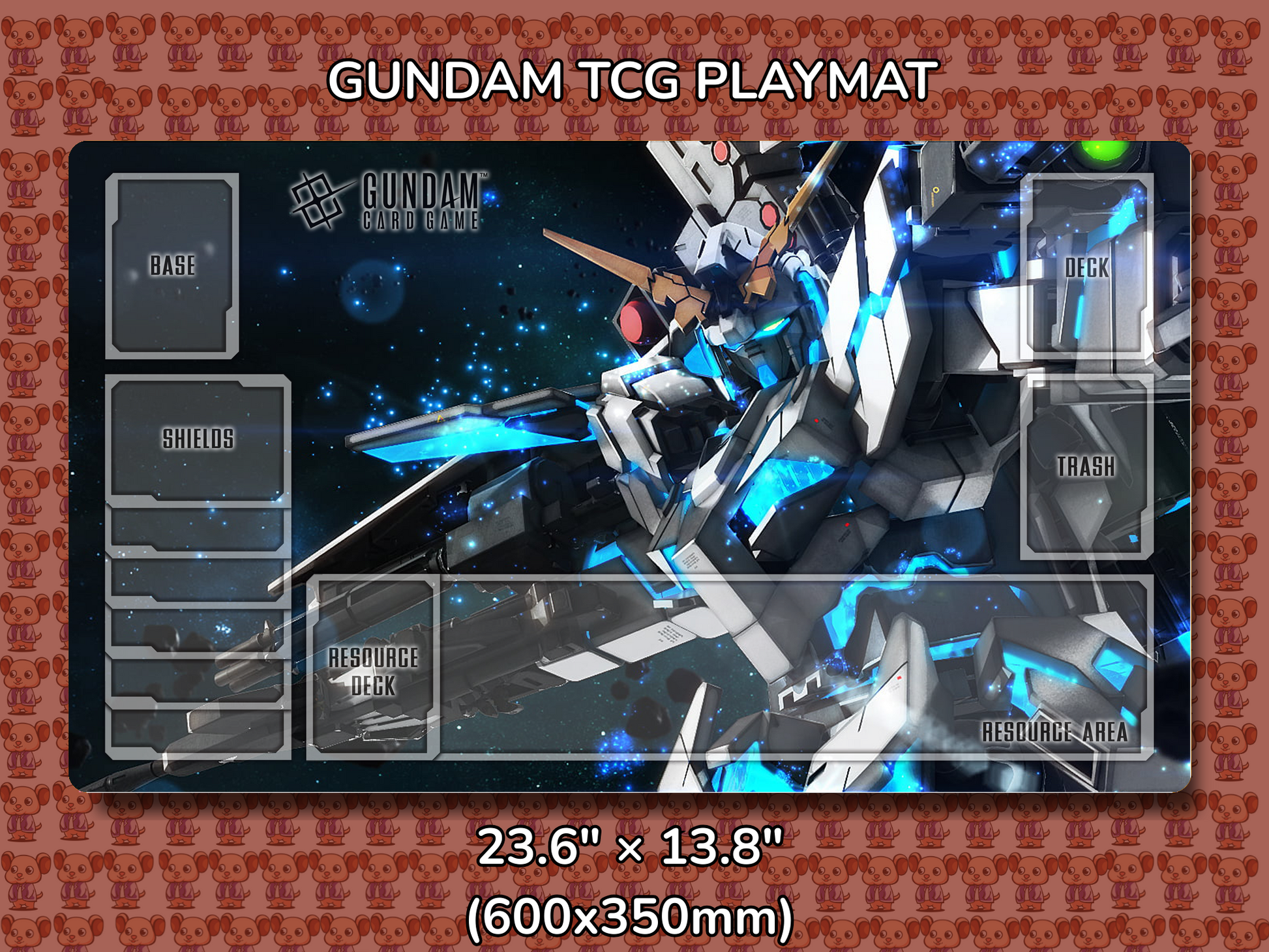 Unicorn Blue Gundam TCG Playmat Mockup