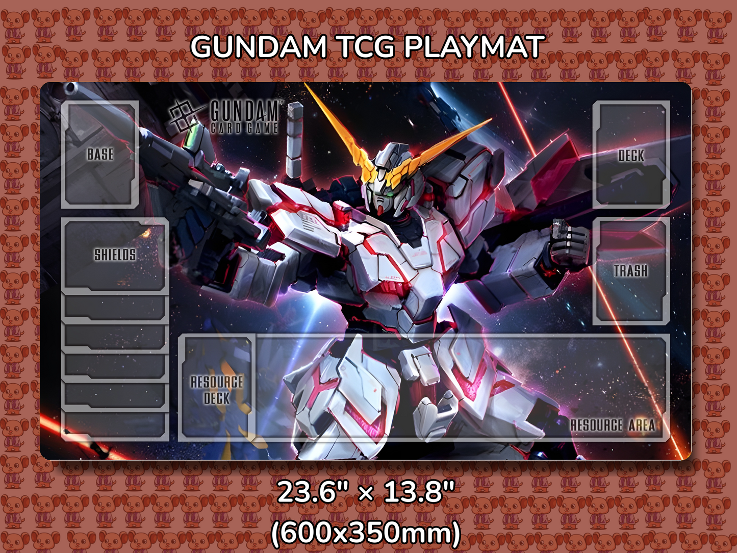 Unicorn Red Gundam TCG Playmat Mockup