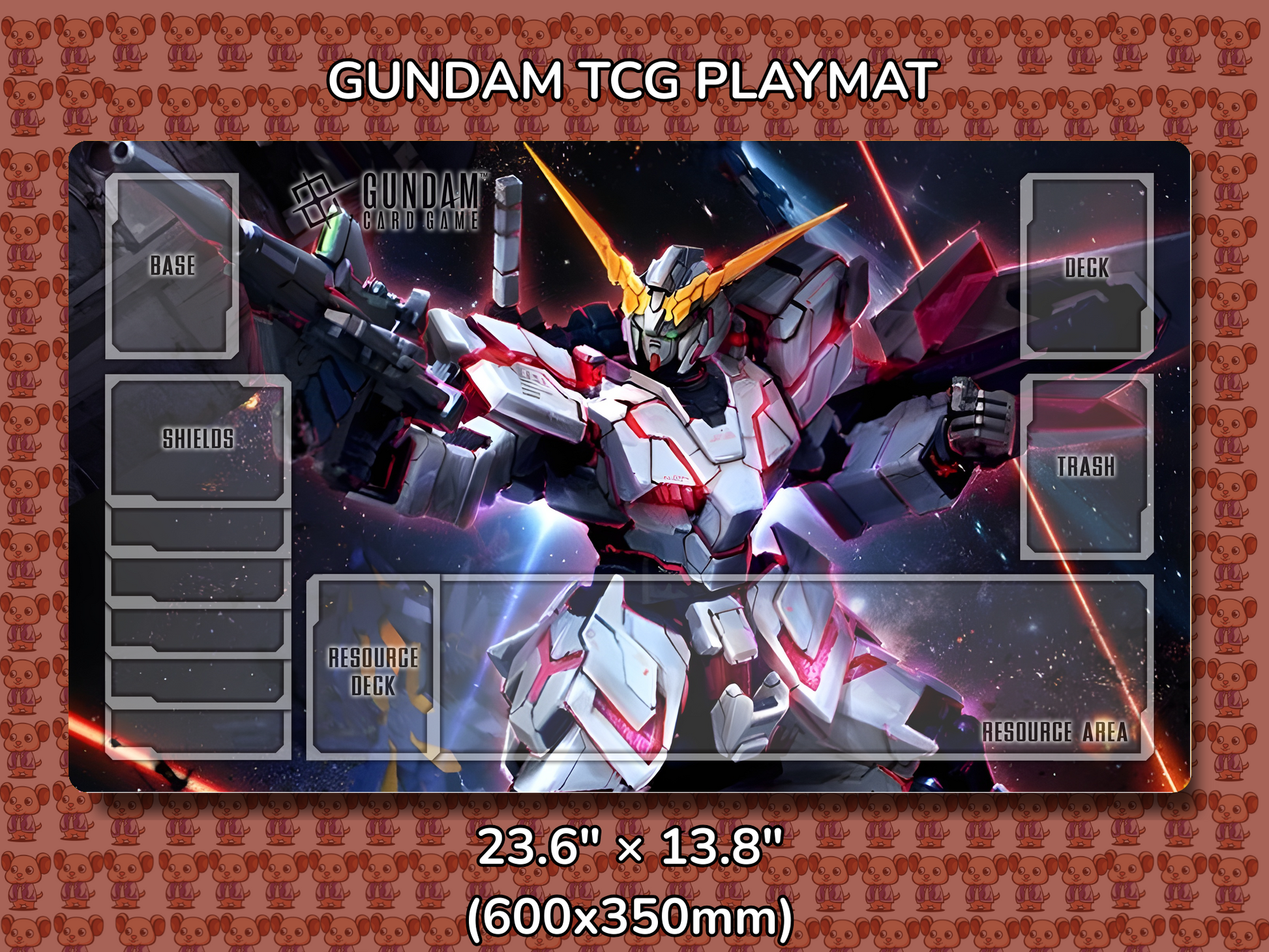 Unicorn Red Gundam TCG Playmat Mockup