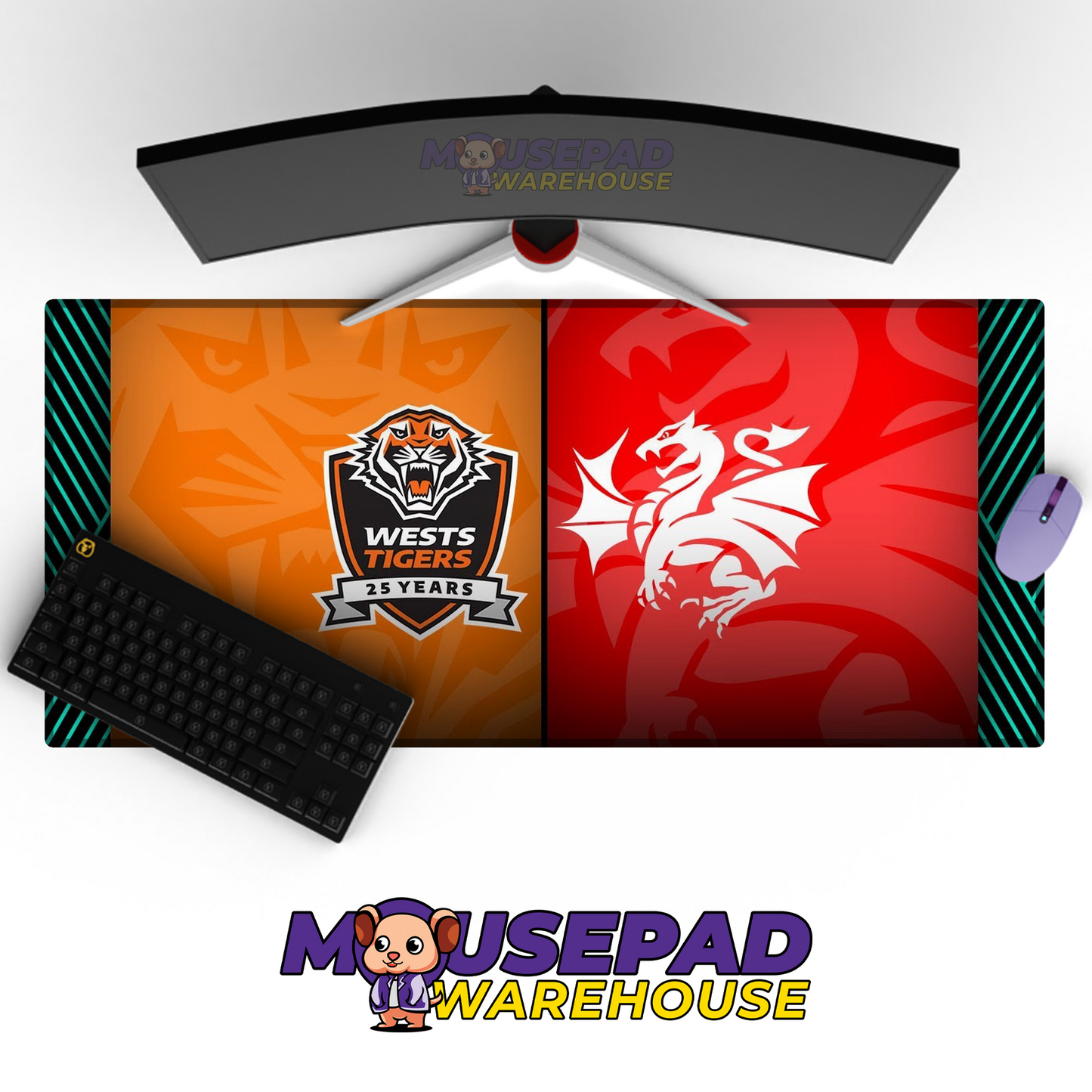 Wests Tigers V10 Mousepad Deskmat Mockup