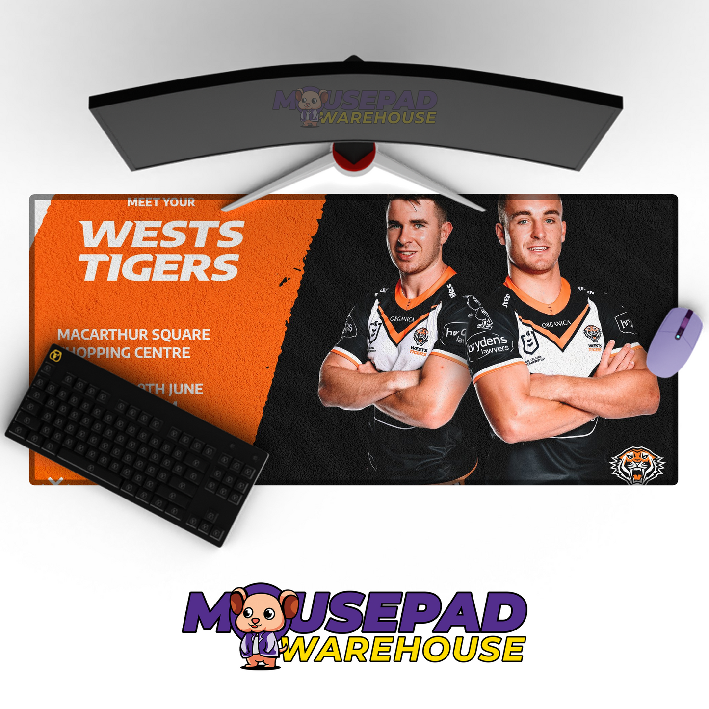 Wests Tigers V14 Mousepad Deskmat Mockup