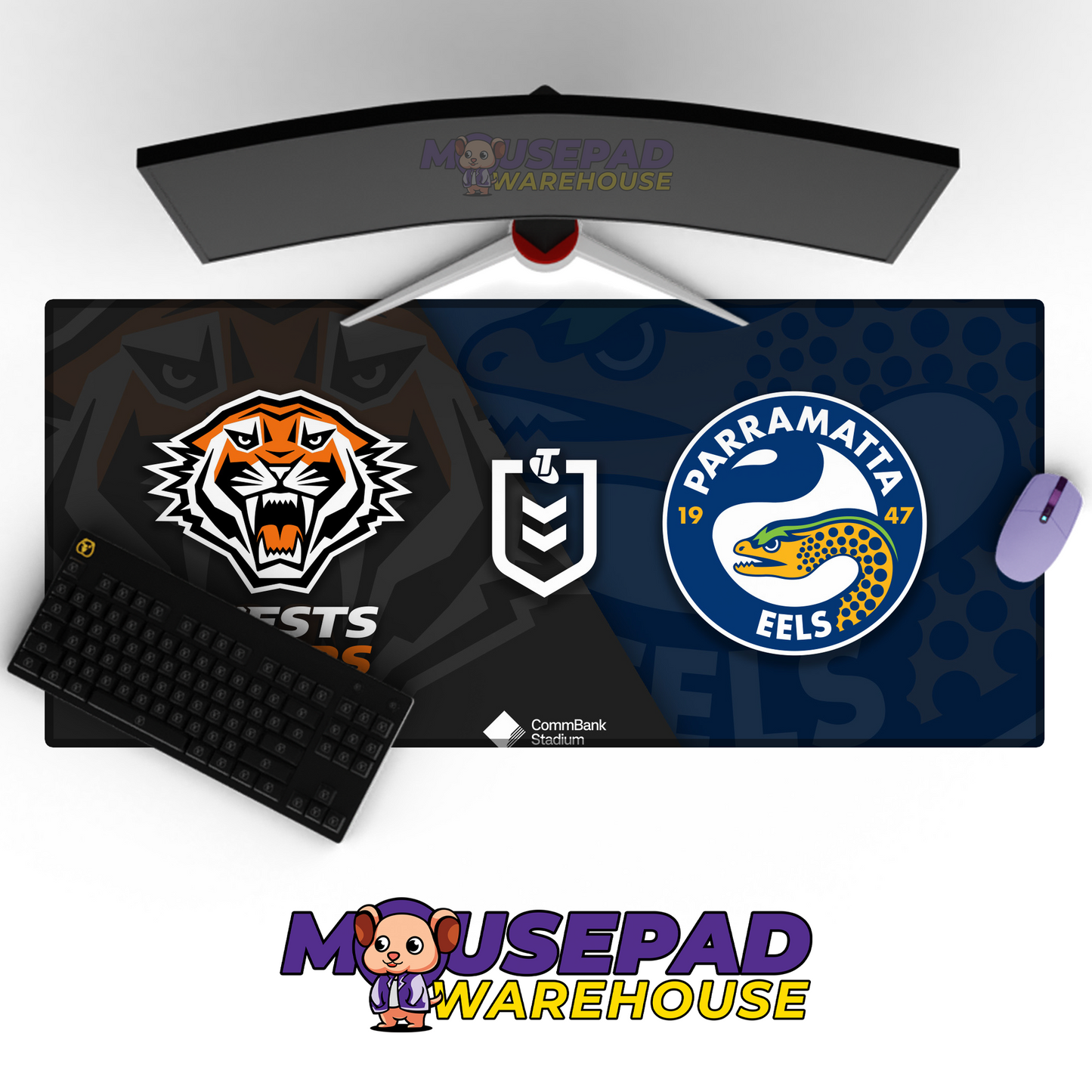 Wests Tigers V23 Mousepad Deskmat Mockup