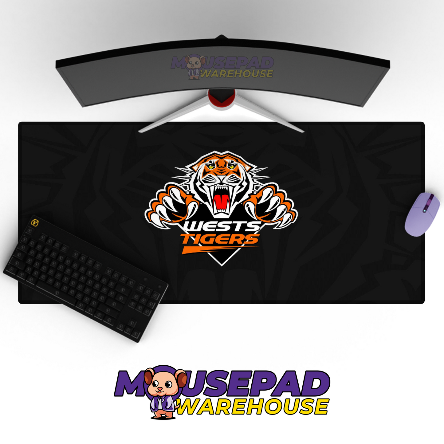 Wests Tigers V2 Mousepad Deskmat Mockup