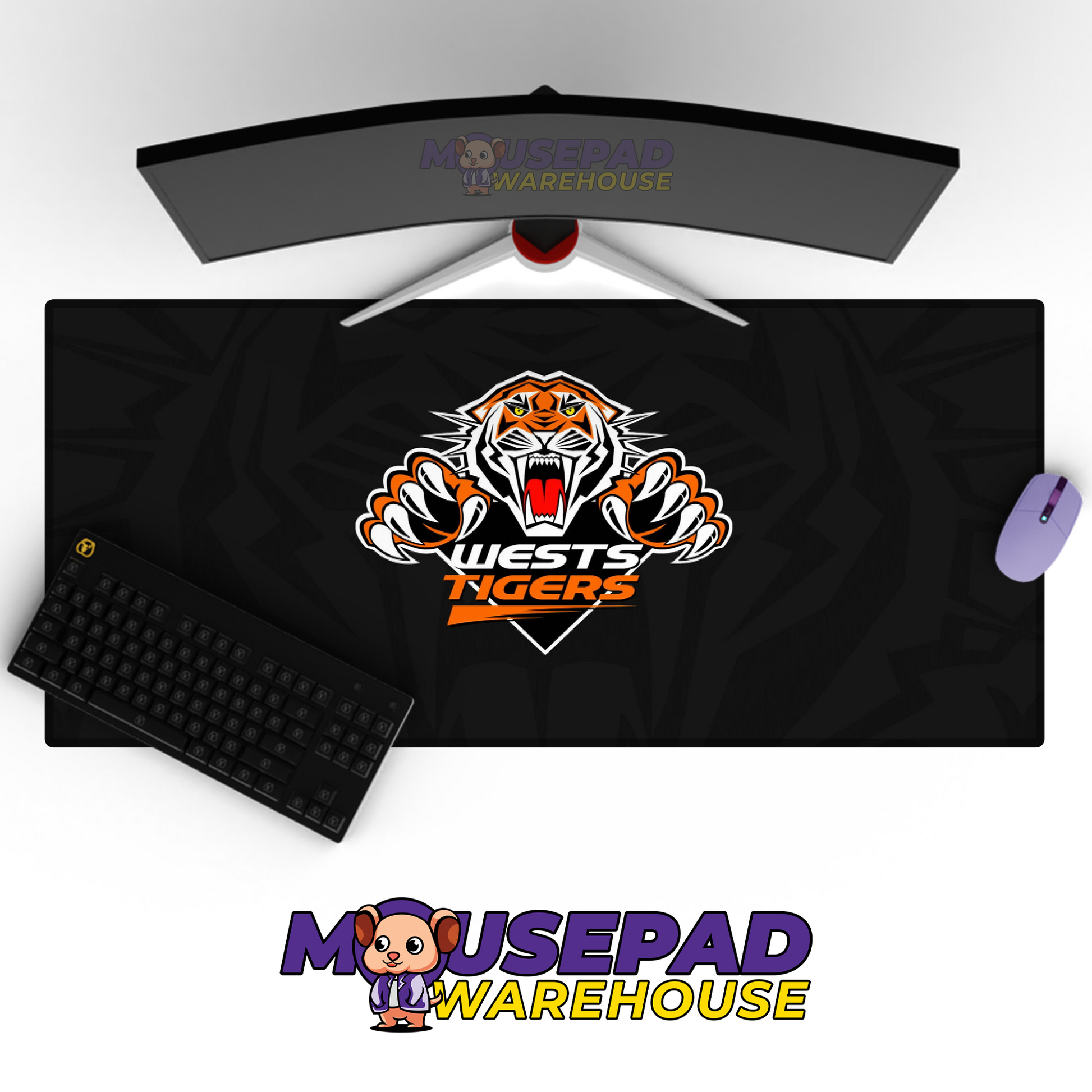Wests Tigers V2 Mousepad Deskmat Mockup