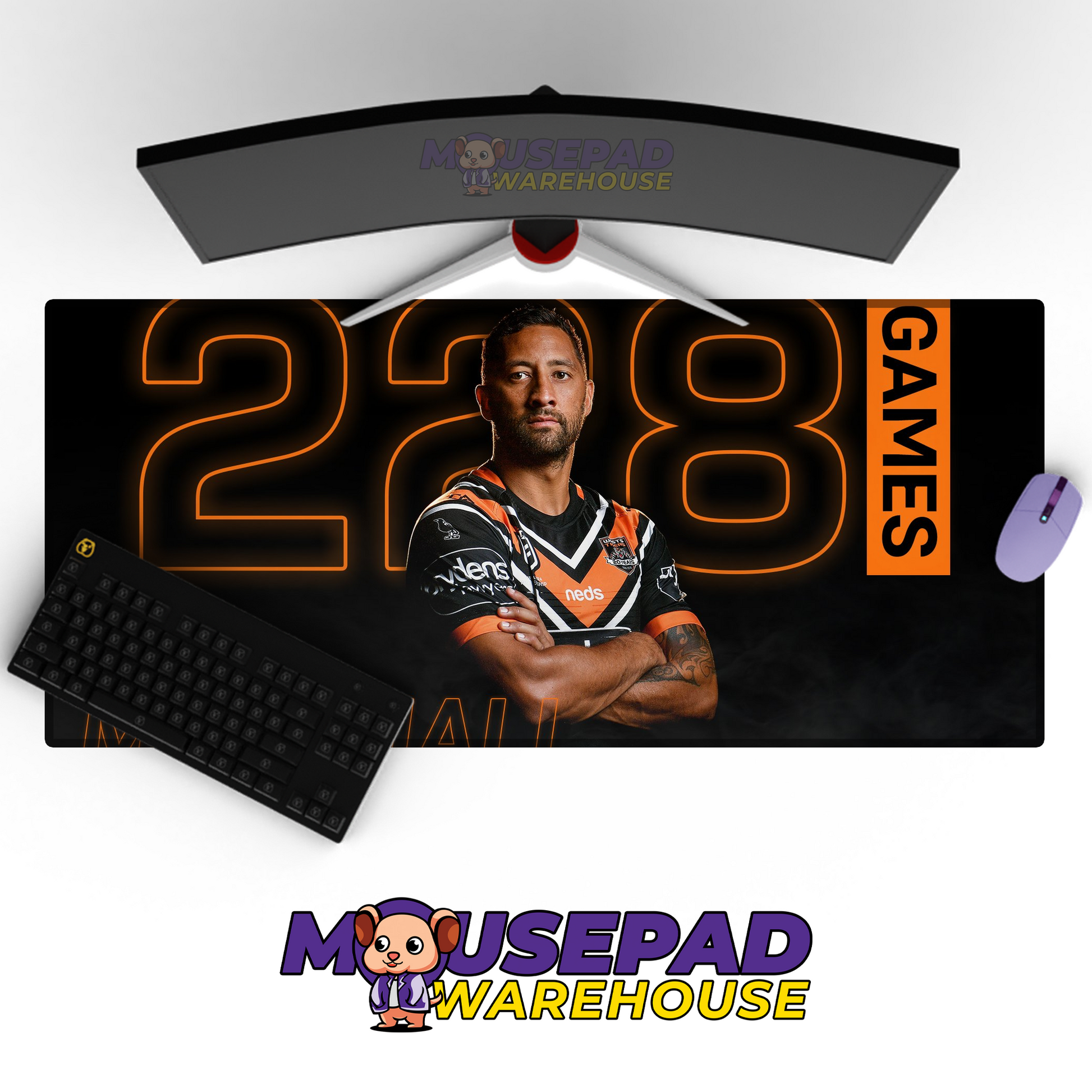 Wests Tigers V6 Mousepad Deskmat Mockup