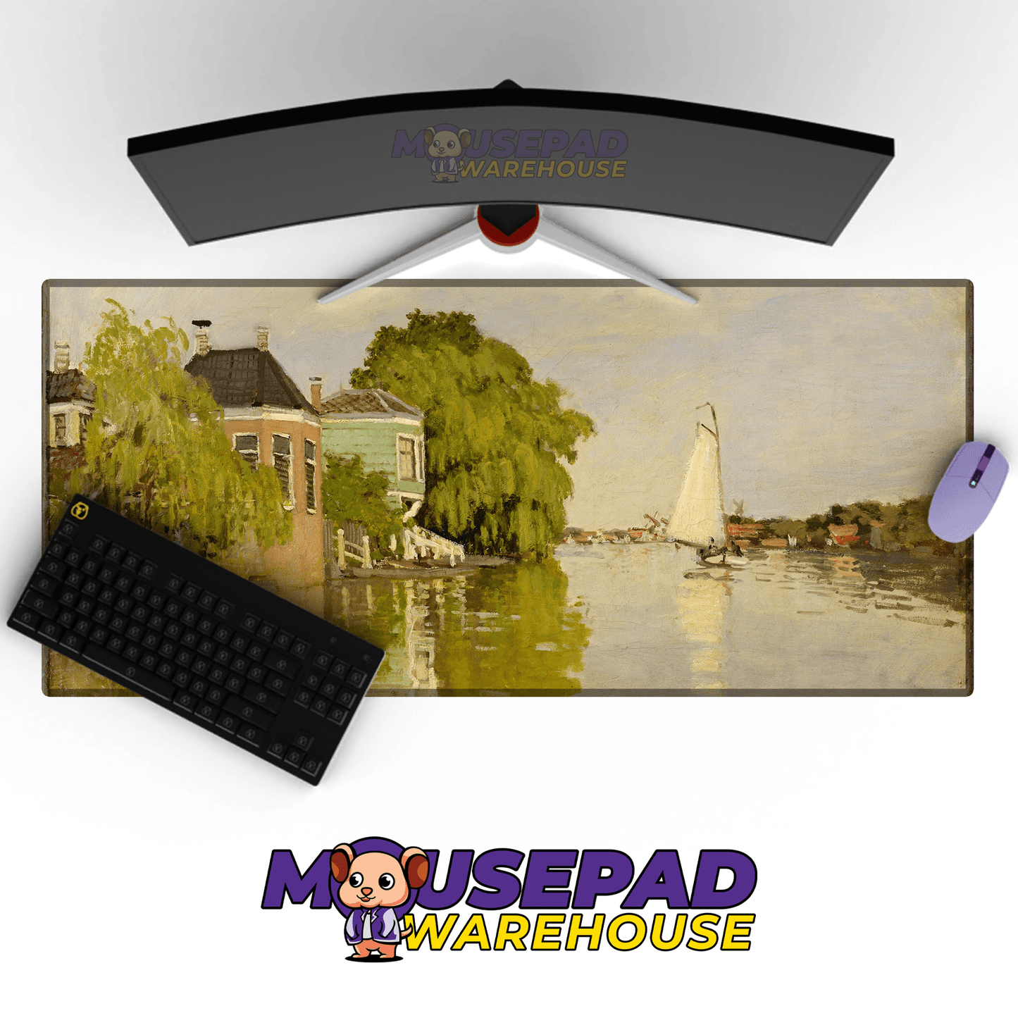 Claude Monet - Houses on the Achterzaan Art Mousepad - Mousepad Warehouse