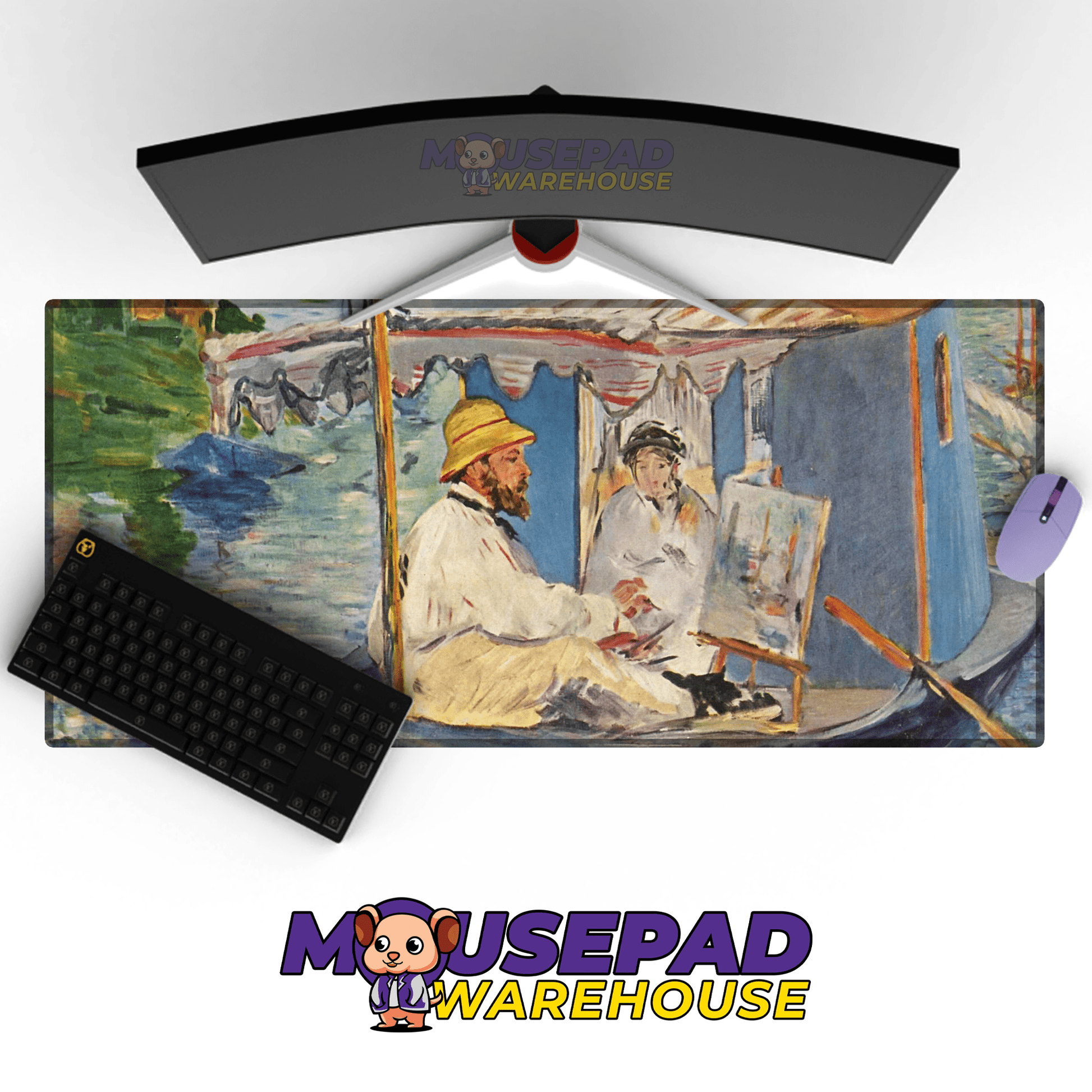 Claude Monet - Painting In His Studio Boat Art Mousepad - Mousepad Warehouse