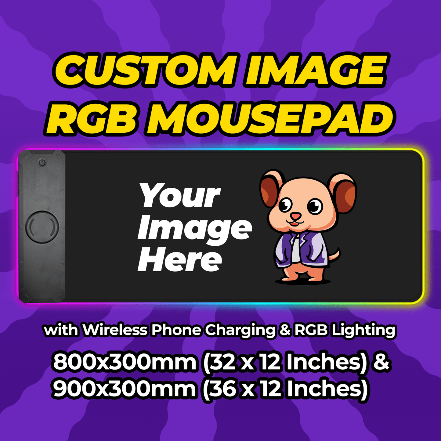 Custom RGB + Wireless Phone Charging Mousepad 900x300mm (36 x 12 Inches) - Mousepad Warehouse