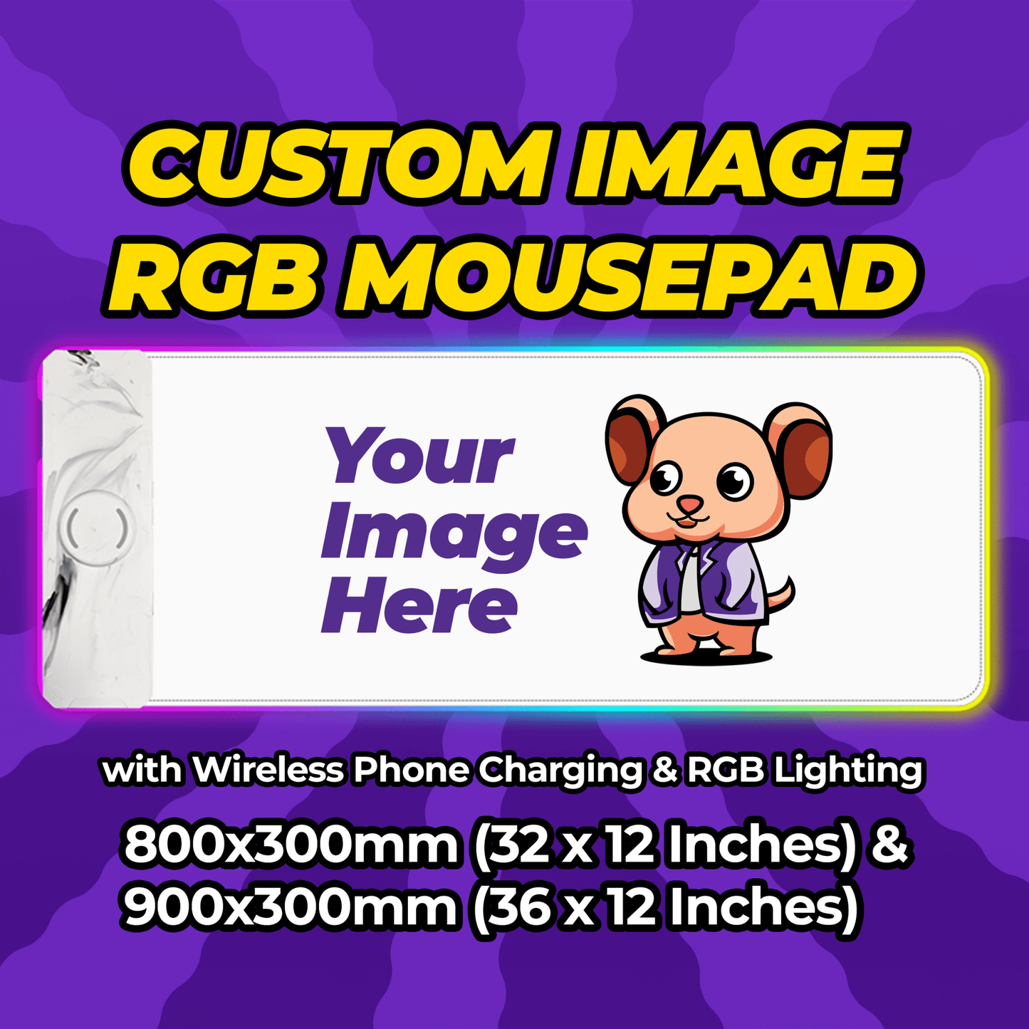 Custom RGB + Wireless Phone Charging Mousepad 900x300mm (36 x 12 Inches) - Mousepad Warehouse