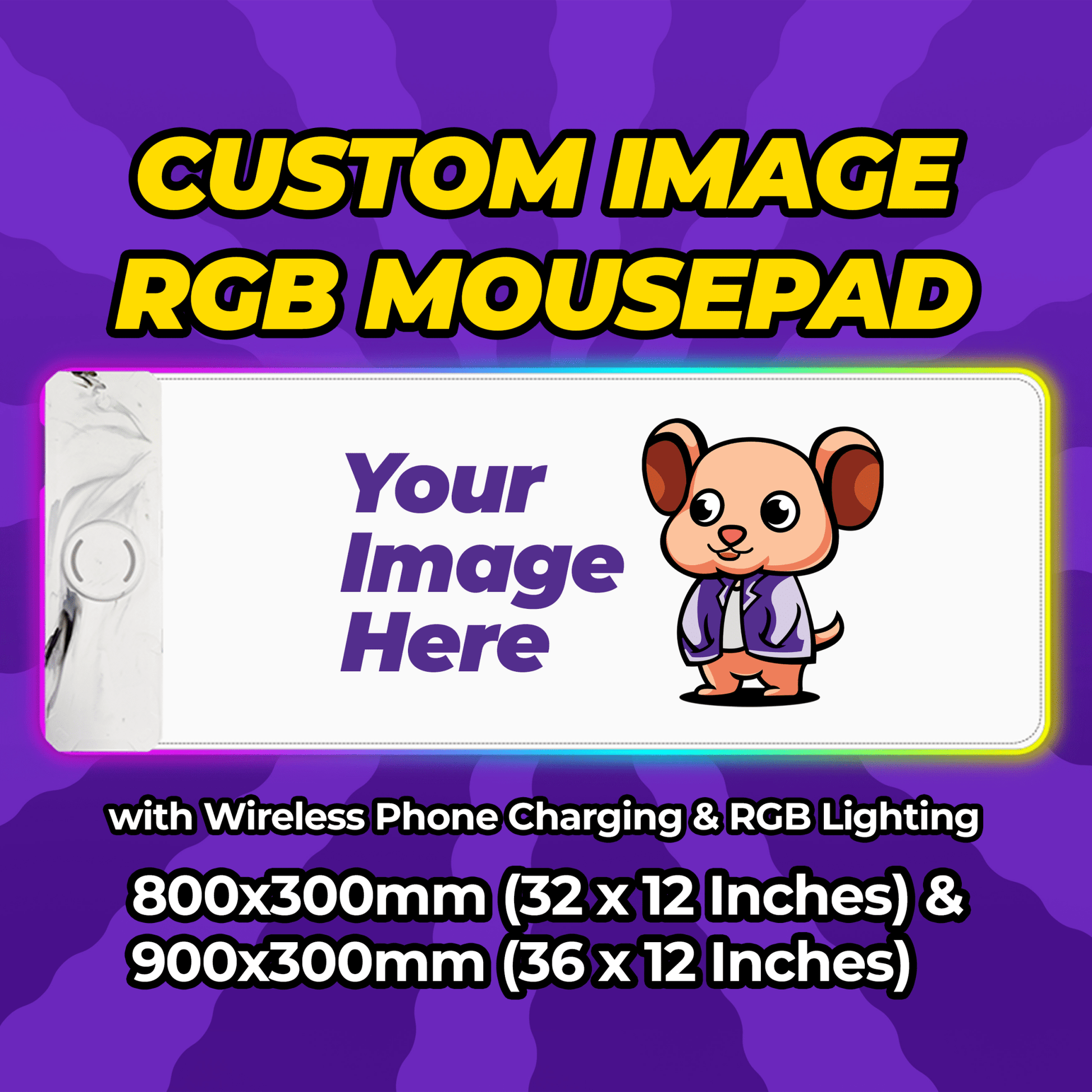 Custom RGB + Wireless Phone Charging Mousepad 900x300mm (36 x 12 Inches) - Mousepad Warehouse