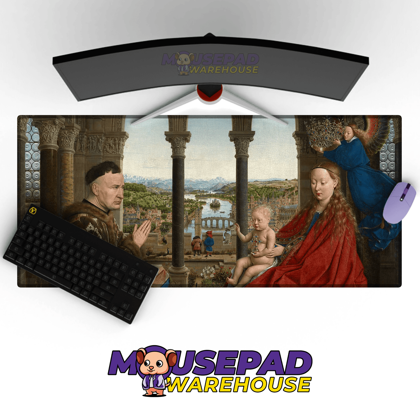 Jan van Eyck - Madonna of Chancellor Rolin Painting Mousepad - Mousepad Warehouse