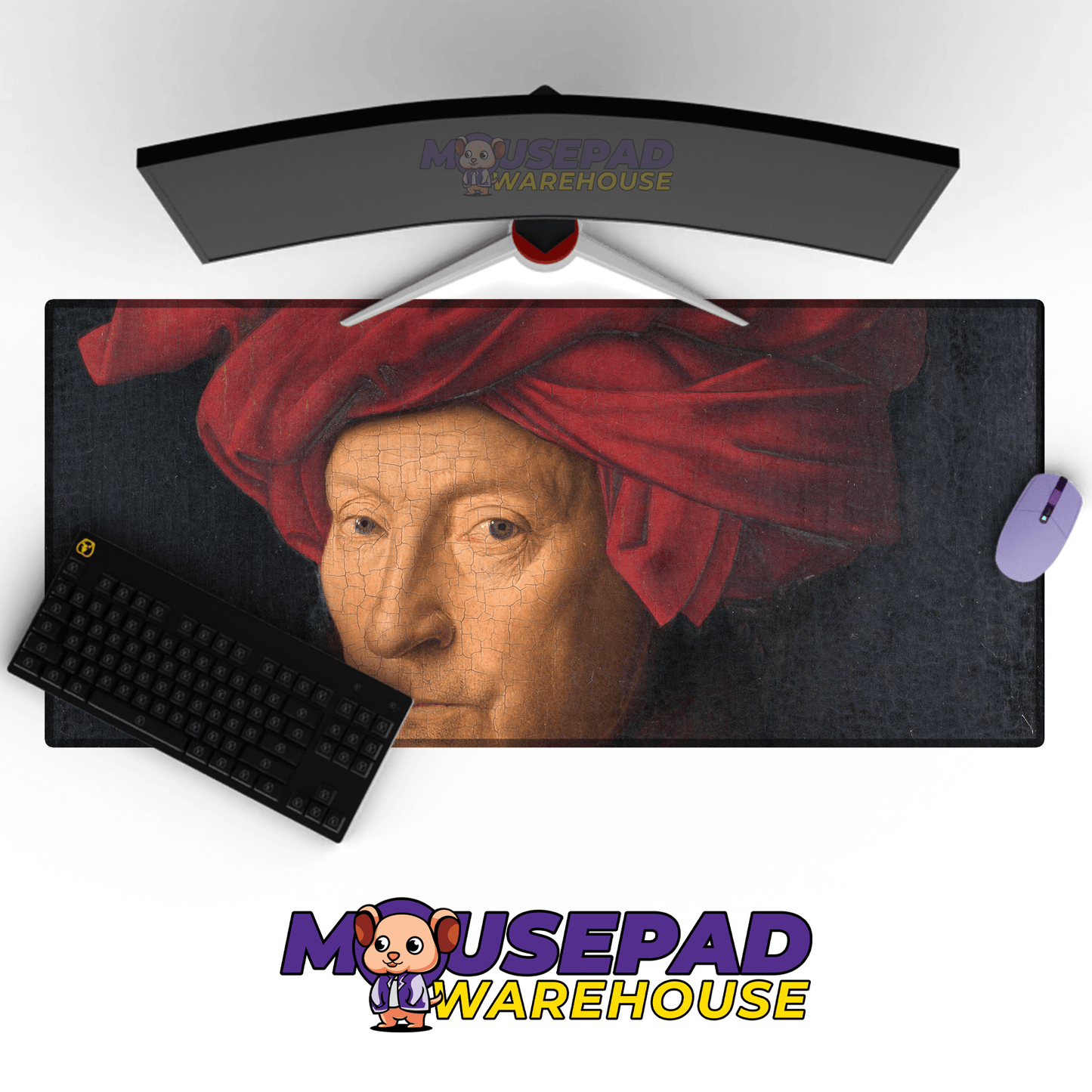 Jan van Eyck - Portrait of a Man Painting Mousepad - Mousepad Warehouse