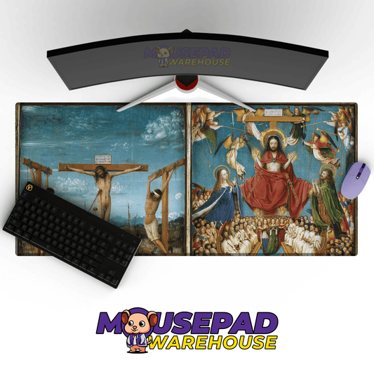 Jan van Eyck - The Crucifixion and Last Judgment Diptych Painting Mousepad - Mousepad Warehouse