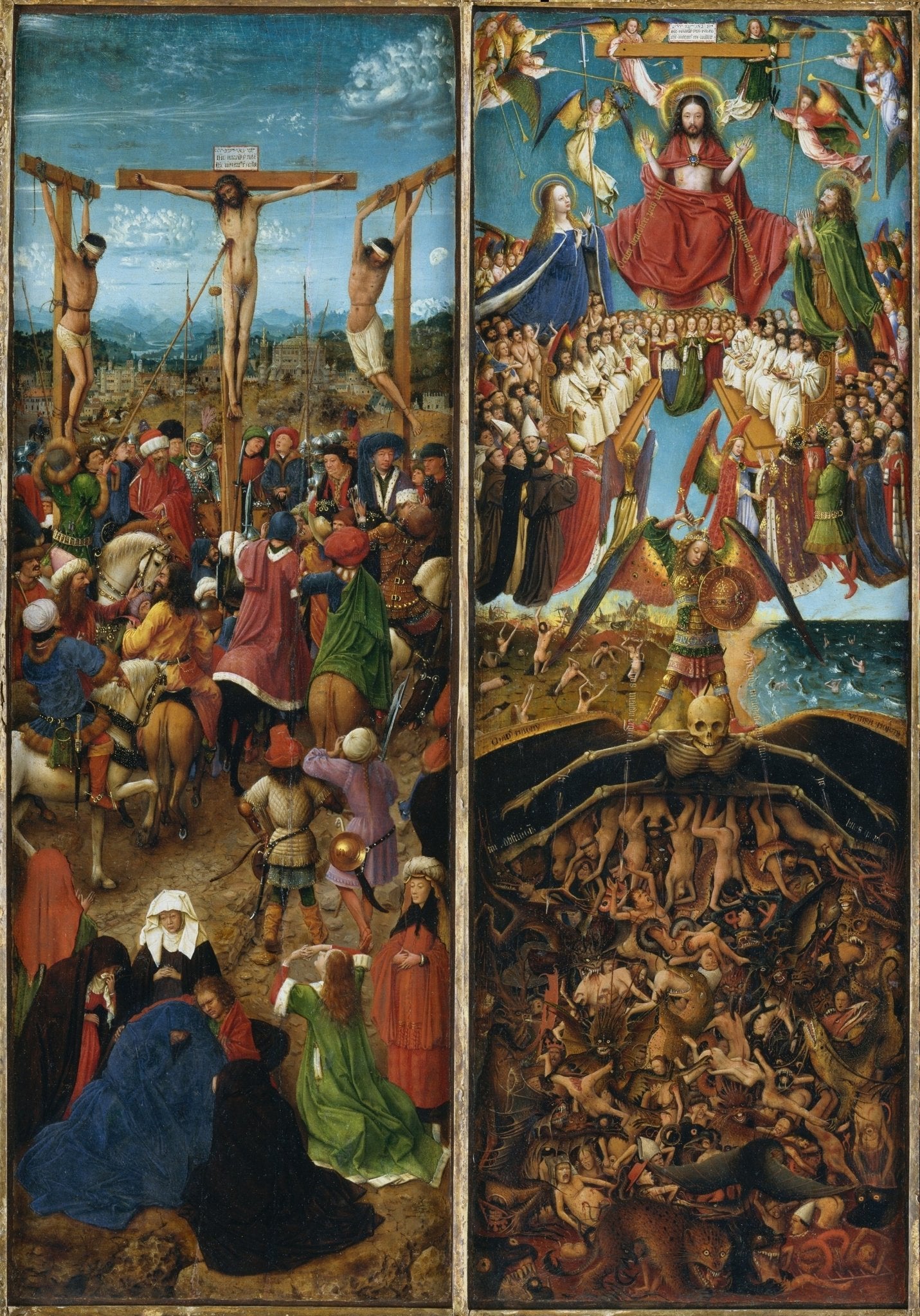 Jan van Eyck - The Crucifixion and Last Judgment Diptych Painting Mousepad - Mousepad Warehouse